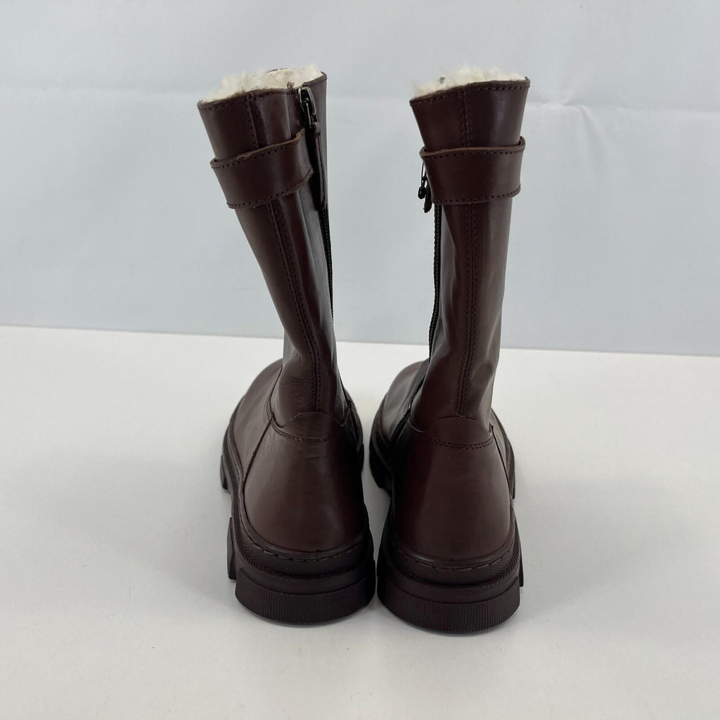 Next Premium Women's Brown Leather Faux Fur Lined Calf Boots size UK 4 / EU 37
