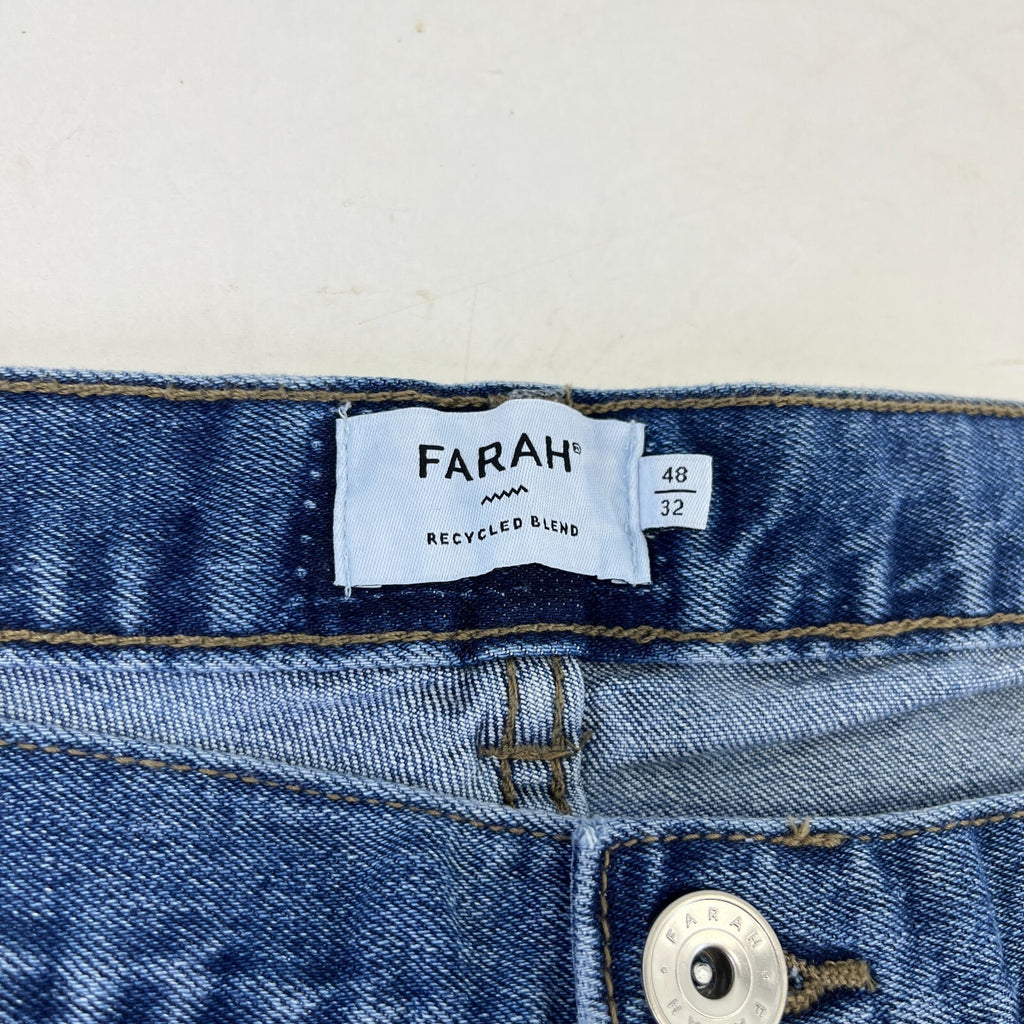 Men's Farah Norwood Indigo Mid Blue Regular Fit Jeans Straight Leg W48" L32" New
