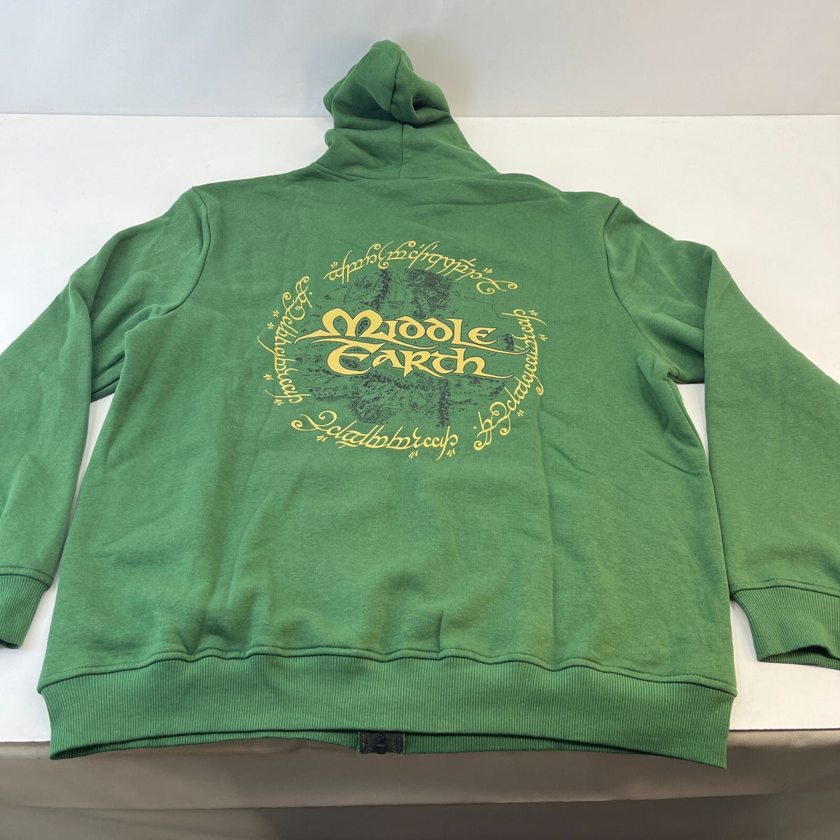 Official Lord Of The Rings Middle Earth Adults Full Zip Hoodie in Green size XL