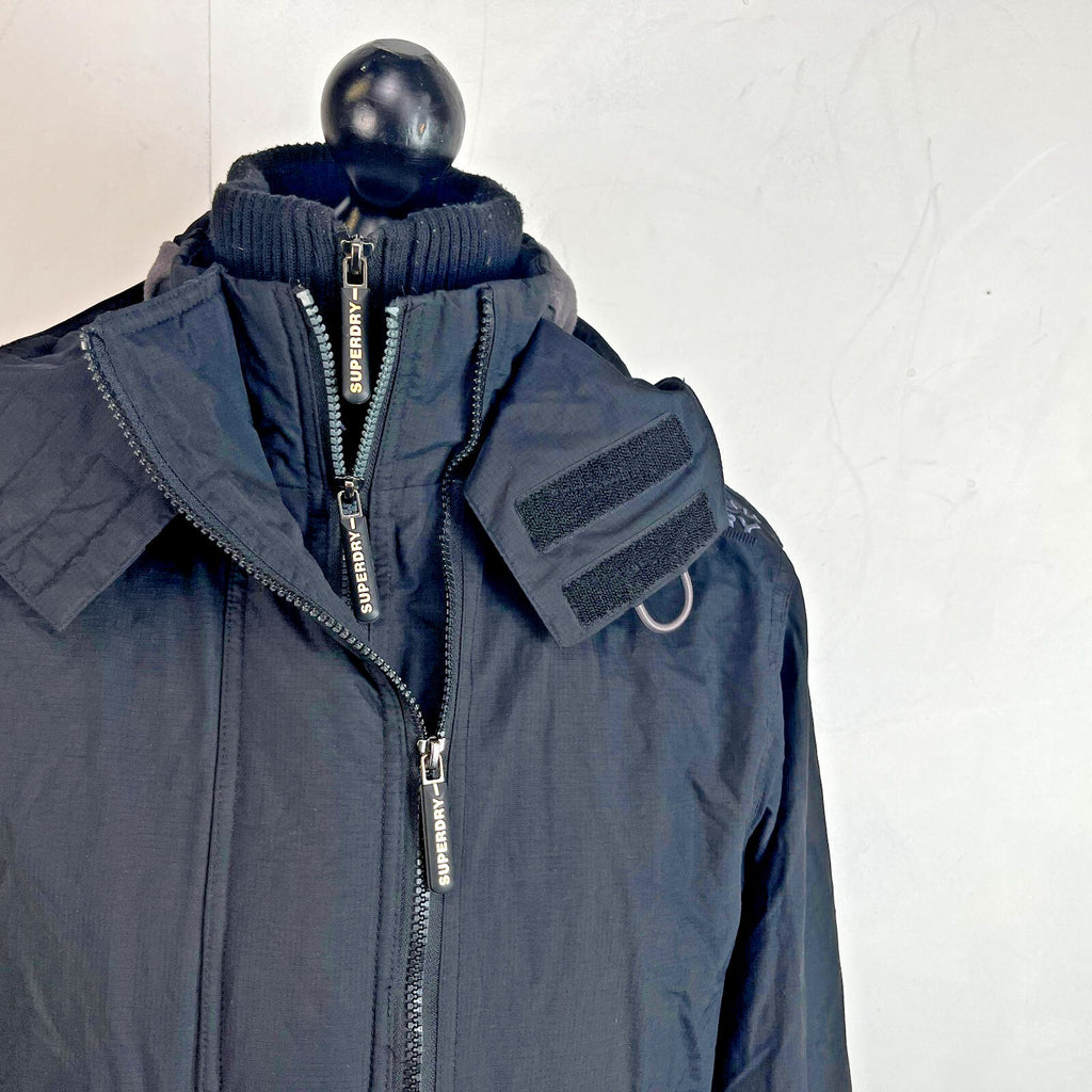 Superdry Original Windcheater Jacket Japan Men’s size Large Black Fleece Lined