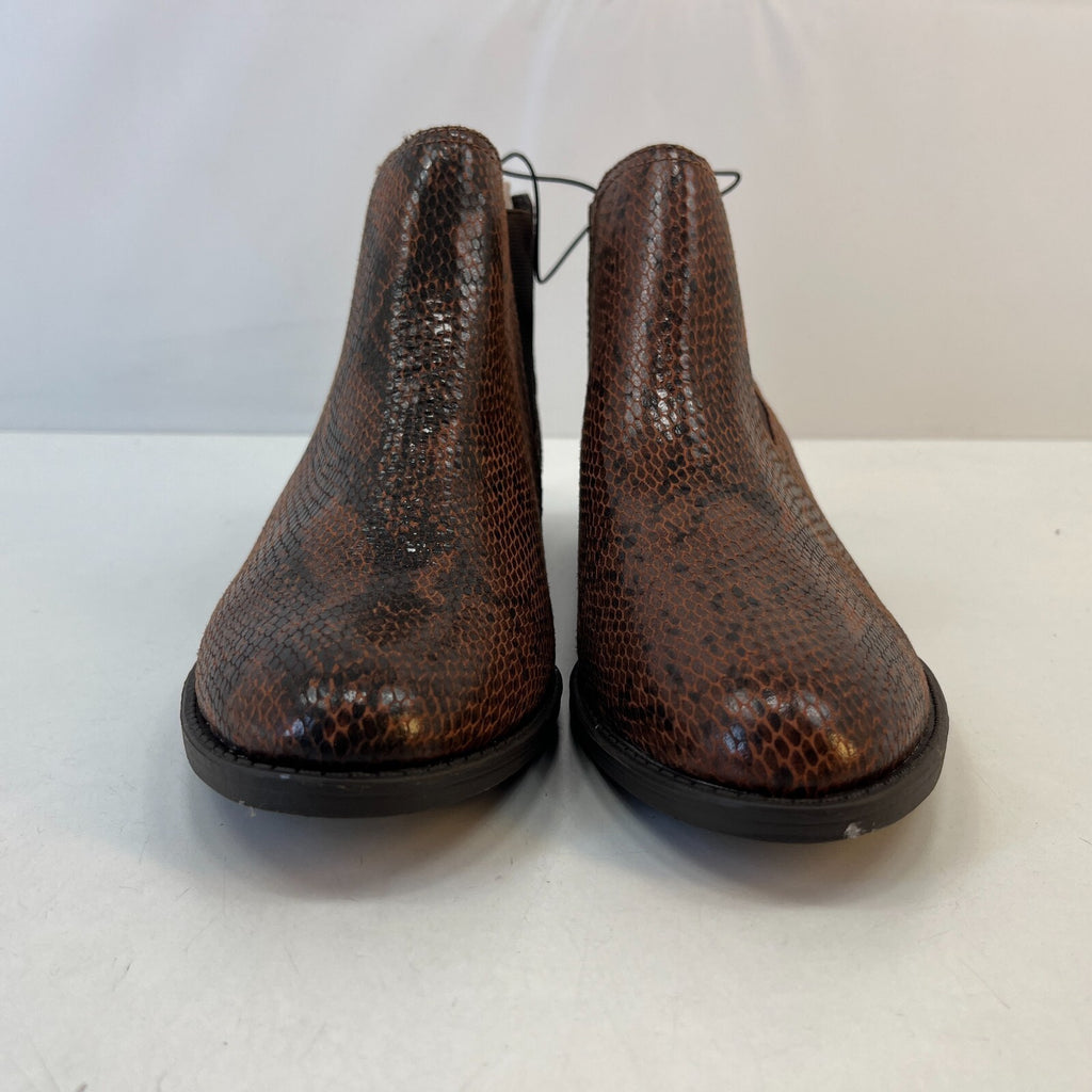 M&S Women’s Vegan Faux Snakeskin Almond Toe Ankle Chelsea Boots Brown UK 8 EU 42