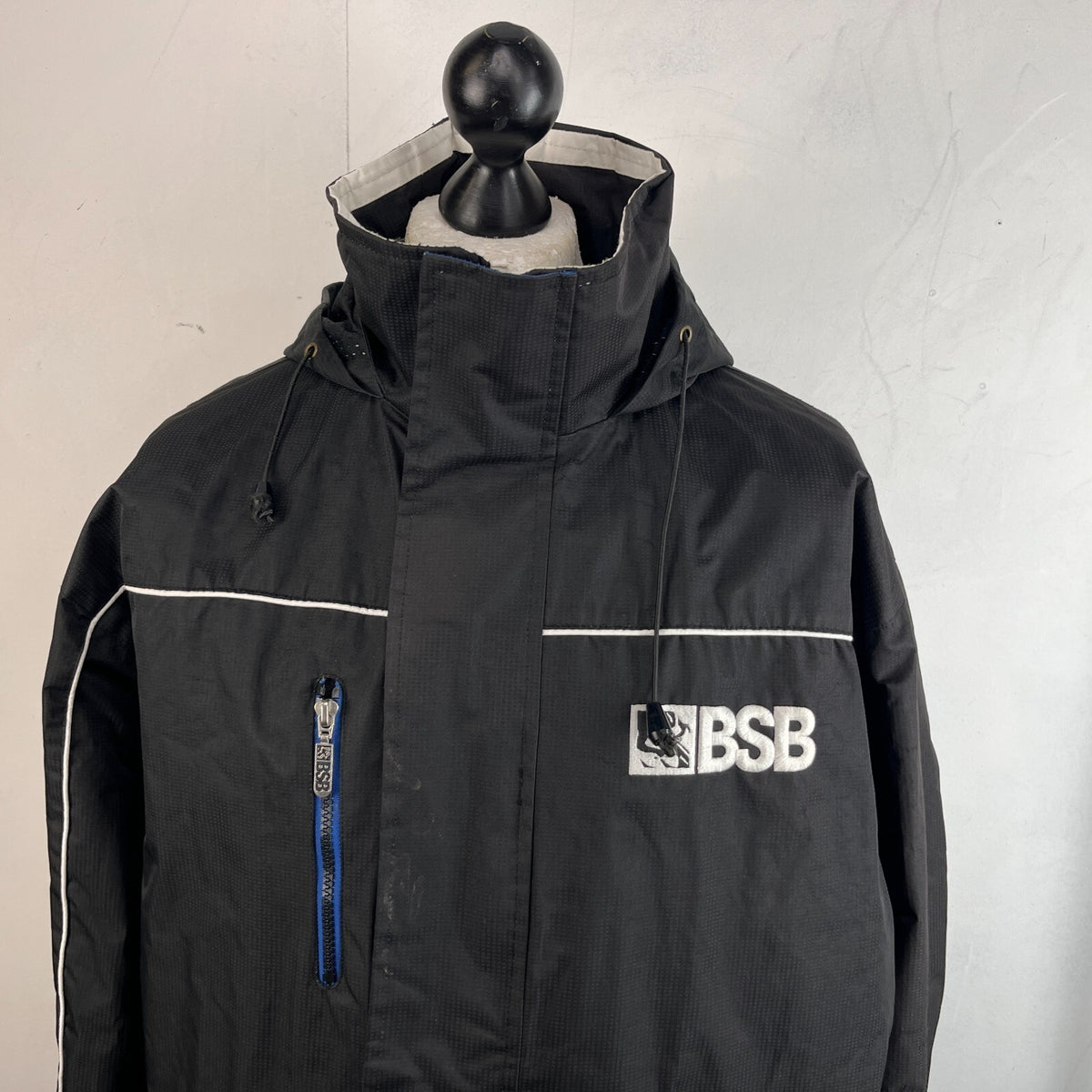 Men's British Superbikes Jacket Black Waterproof Coat with Stow Hood size 2XL