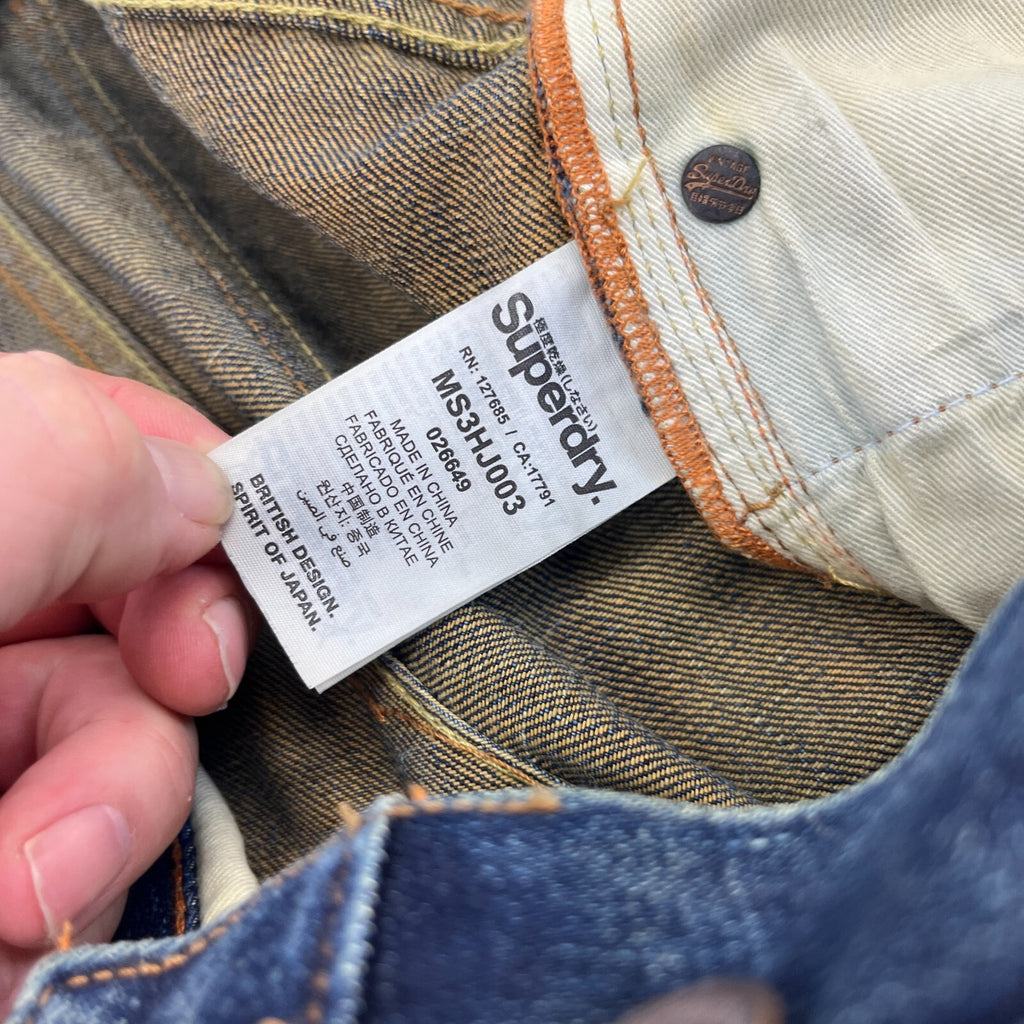 SuperDry Loose Straight Leg Blue Jeans W36" L32" Button Fly