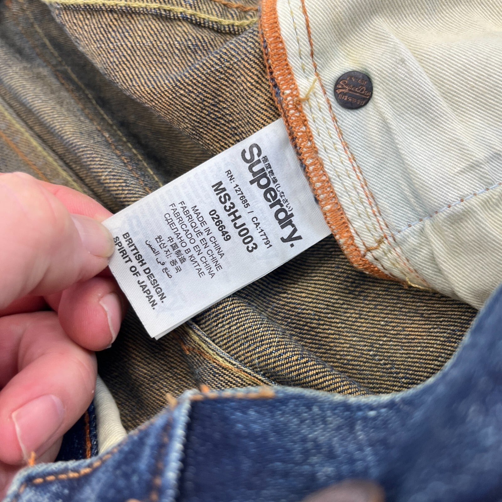 SuperDry Loose Straight Leg Blue Jeans W36" L32" Button Fly
