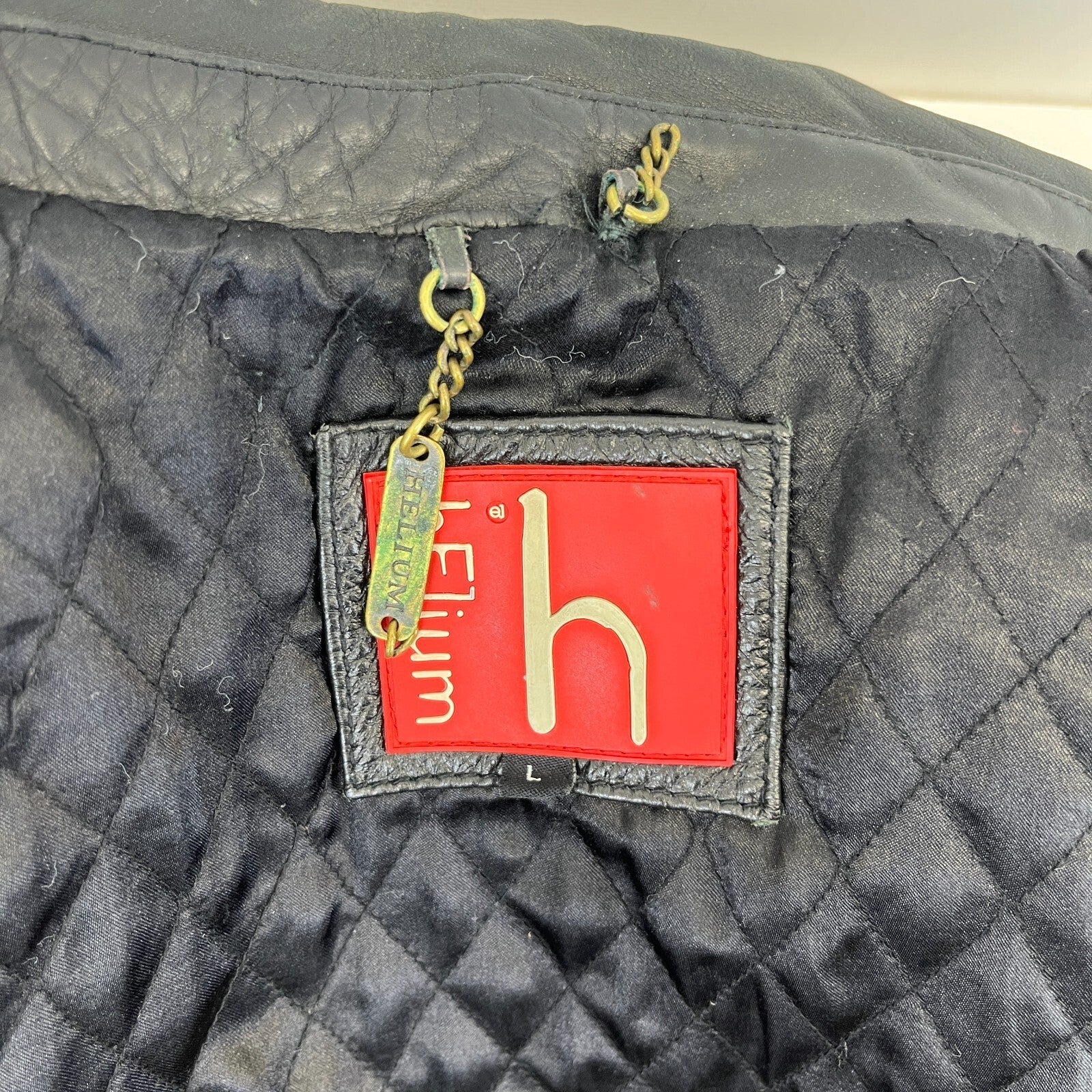 hElium Men's Leather Overcoat Jacket Black size L Vintage Insulated Casual Coat