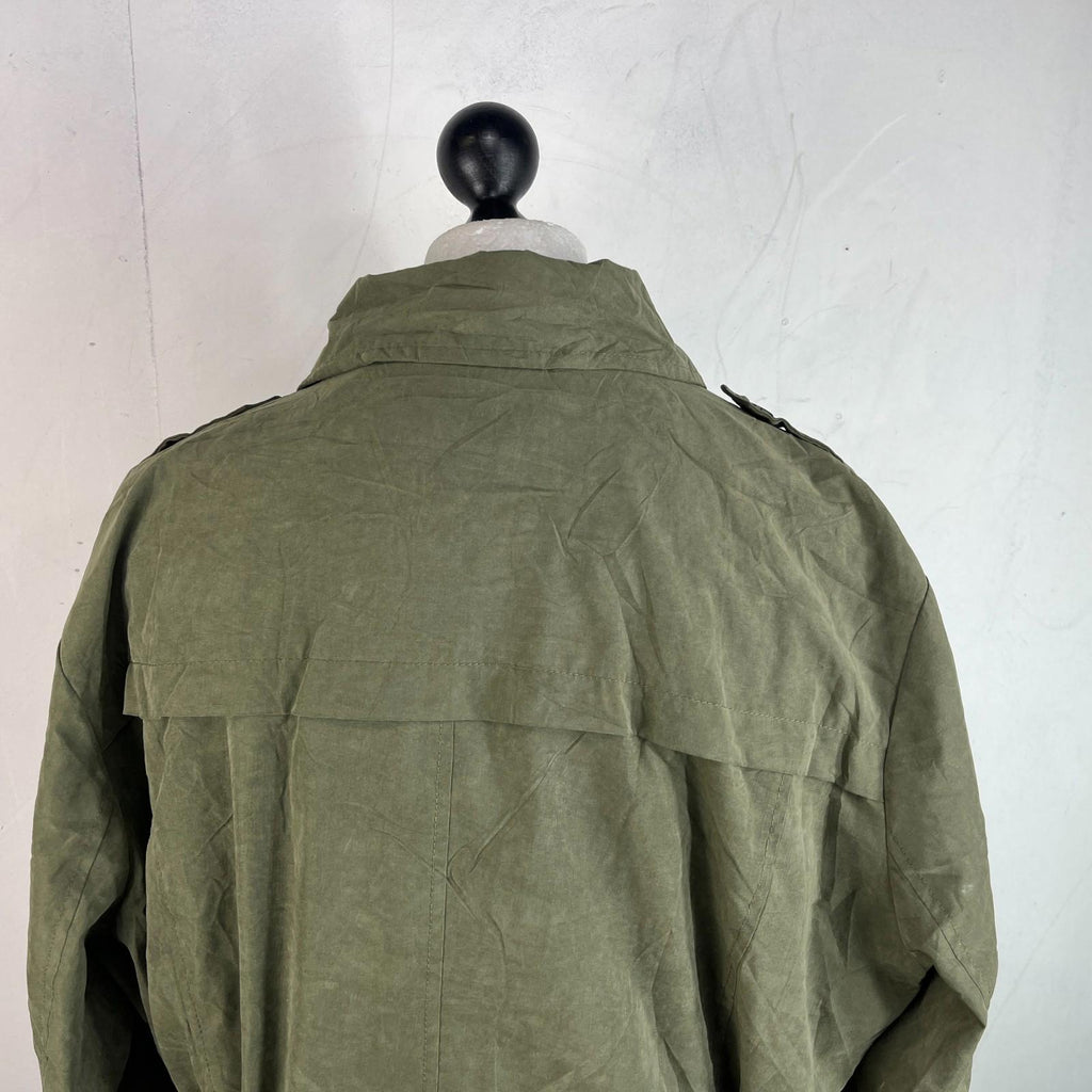 Sears Vtg Distressed Look Military Trench Coat Olive Green Belted - Women's 3XL
