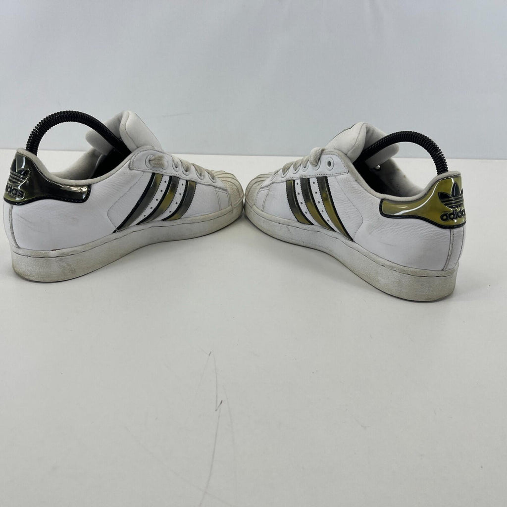 White Superstar Trainers in White & Bronze UK Women's size 5.5