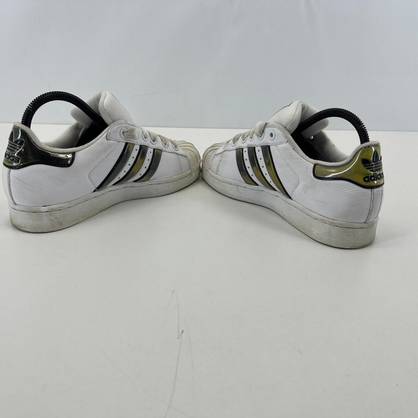 White Superstar Trainers in White & Bronze UK Women's size 5.5