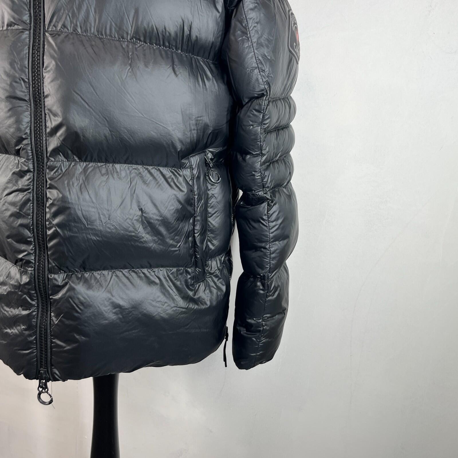 Mens Zavetti Canada Black Super Puffer Parka Jacket with Hood size Large