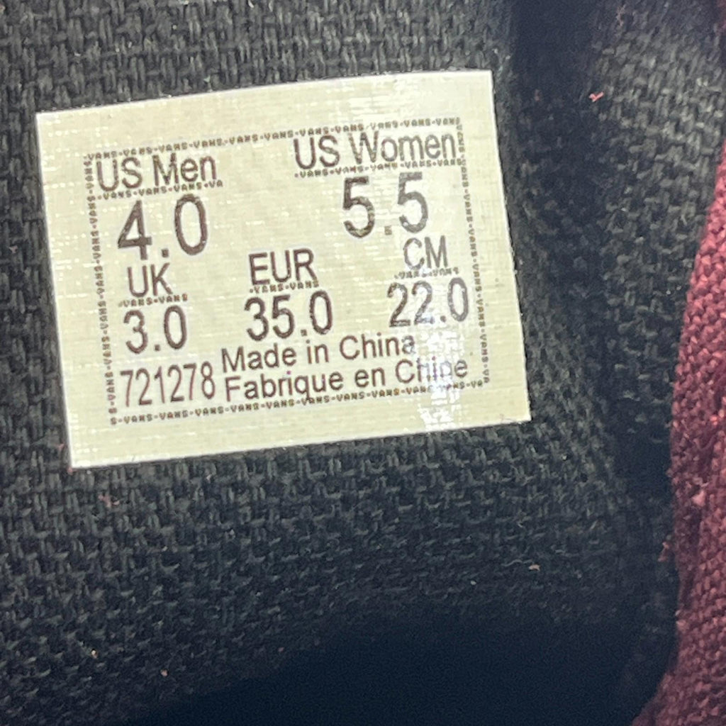 Vans Old Skool Maroon Suede Trainers Sneakers Shoes UK size 3 EU size 35 - New