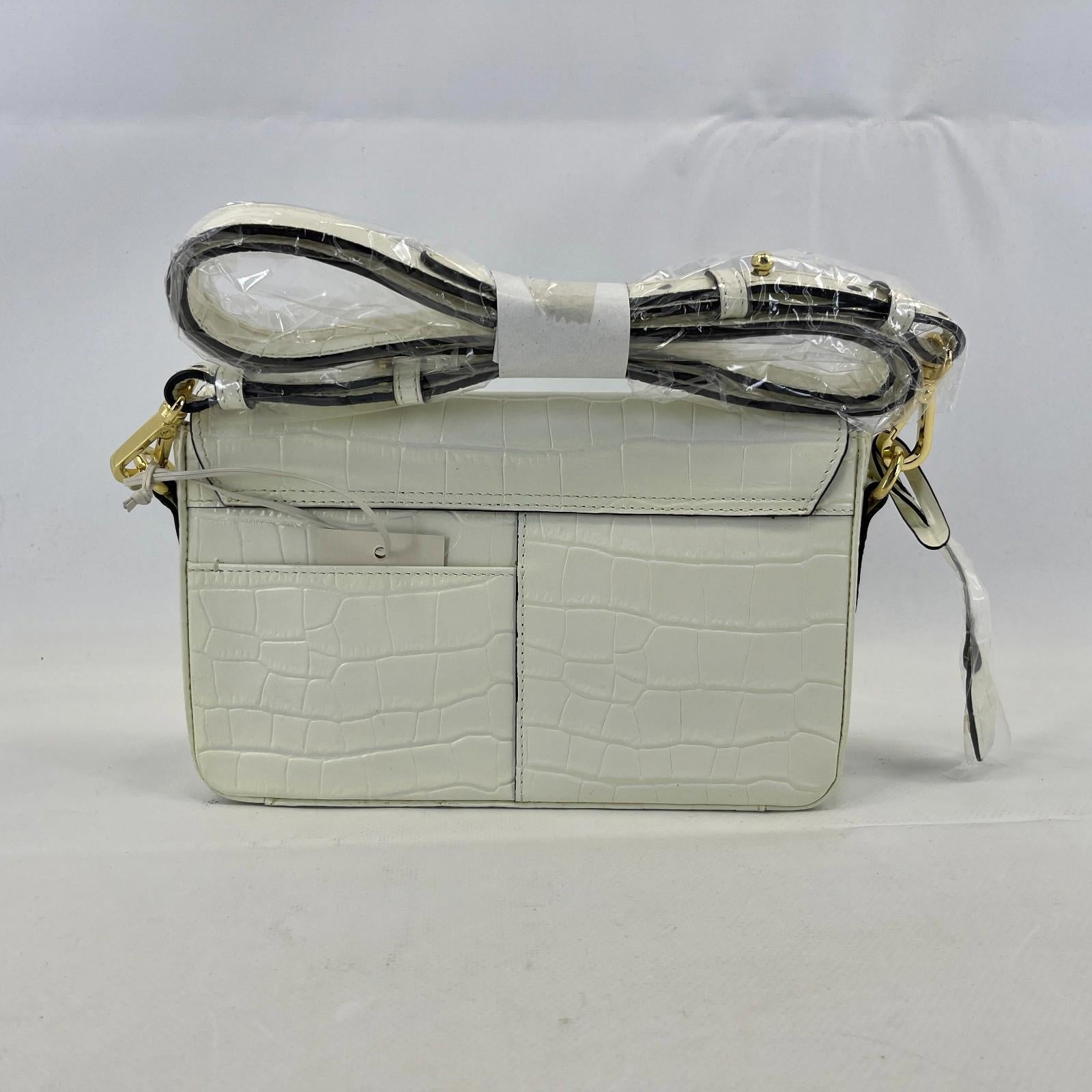 Genuine Radley Hanson Mews Handbag in White Faux Croc Small Flapover Crossbody