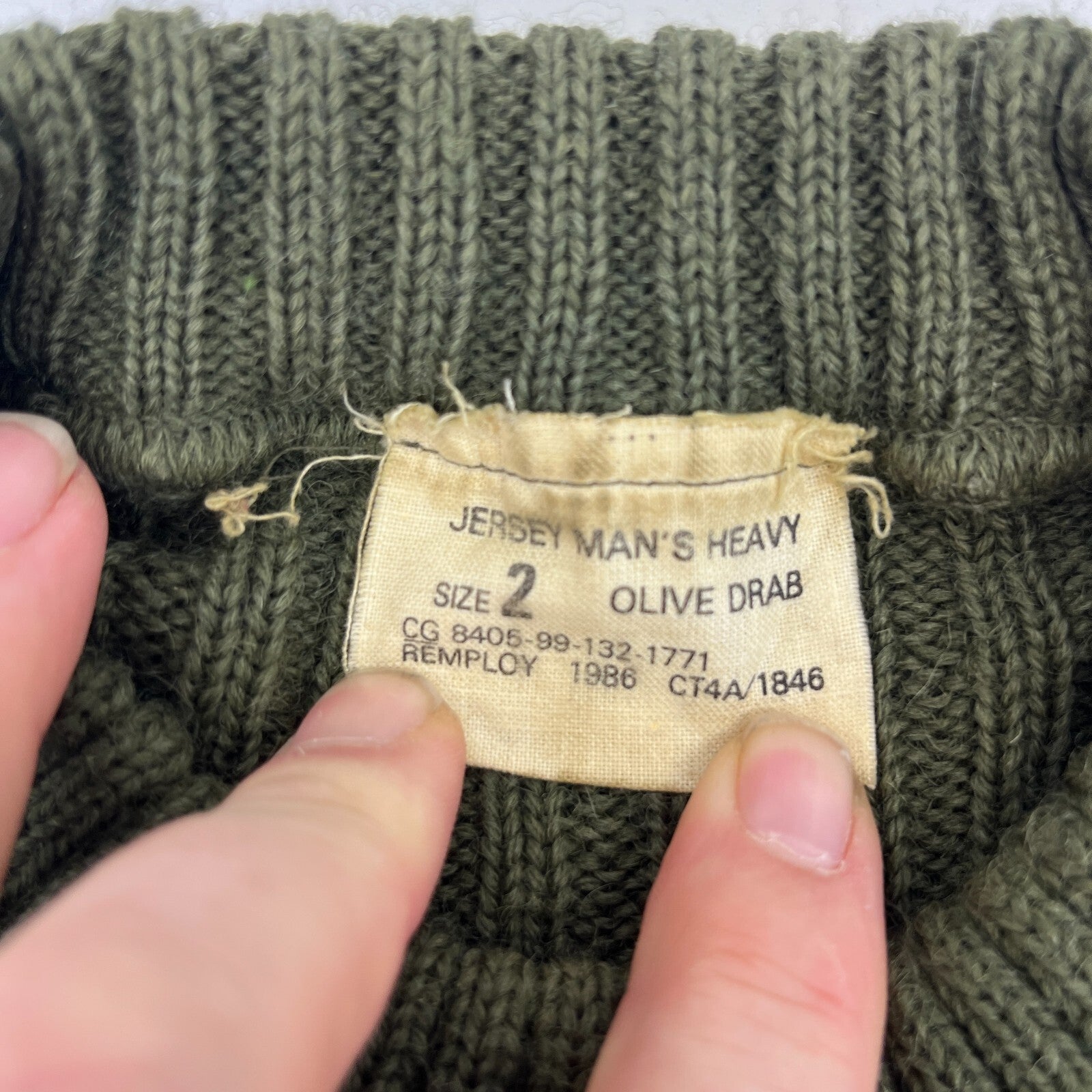 British Army Surplus RSM WO1 ASM Olive Green Wool Jumper with Badges size 2 (M)