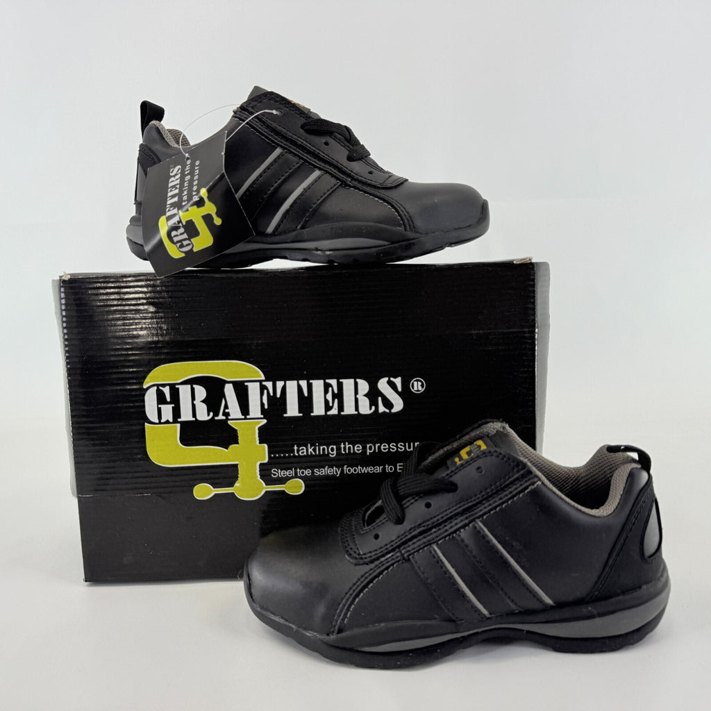 Grafters Leather Ankle Safety Boots Steel Toe Cap Lace Up Work Trainer UK size 3