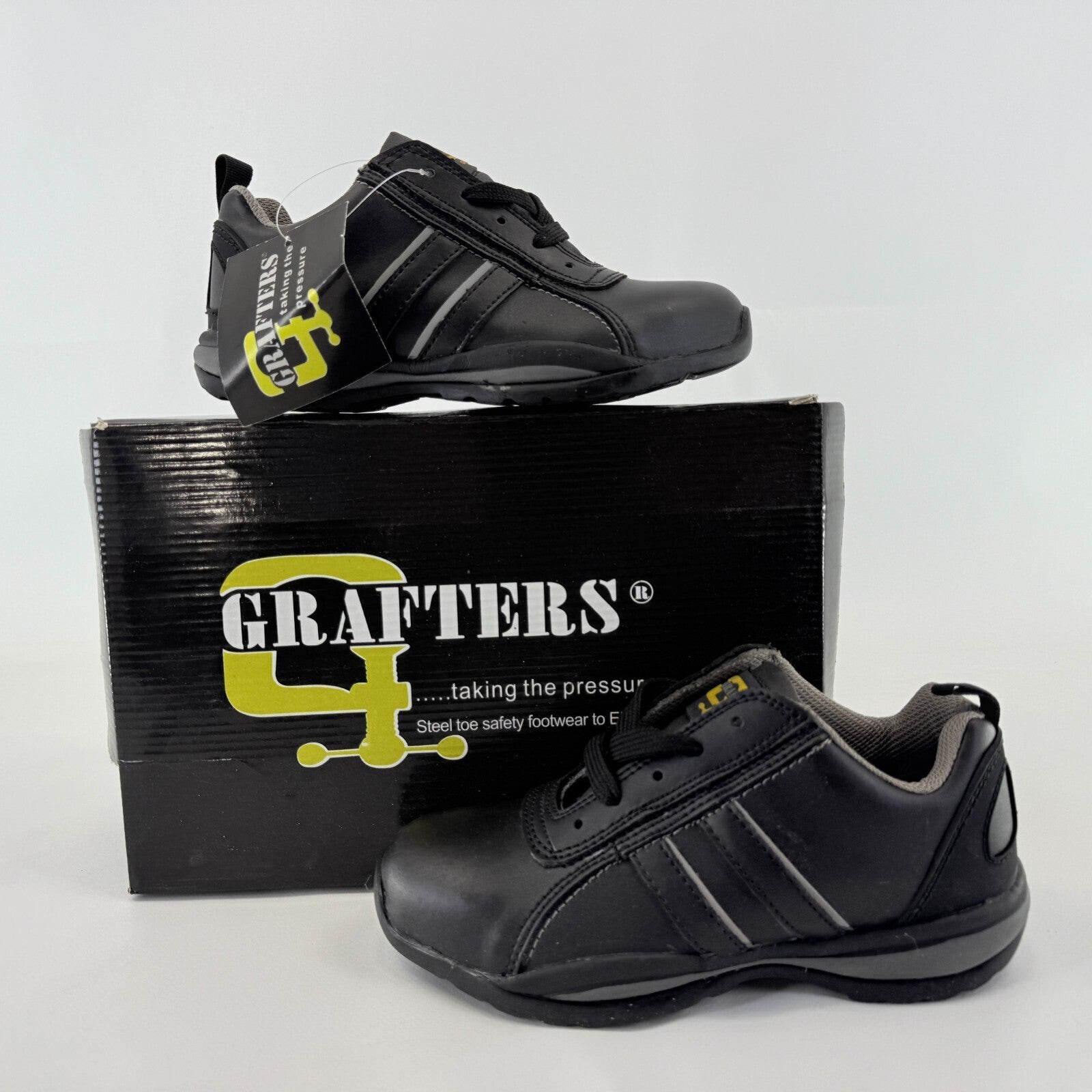 Grafters Leather Ankle Safety Boots Steel Toe Cap Lace Up Work Trainer UK size 3
