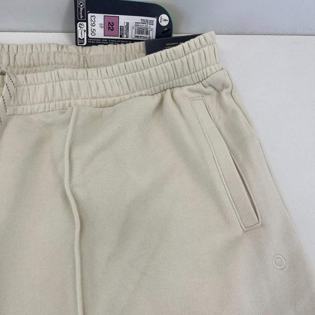 M&S Ladies Goodmove Parachute Joggers Cuffed Trousers Pants Cream UK size 22 New