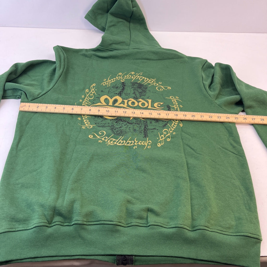 Official Lord Of The Rings Middle Earth Adults Full Zip Hoodie in Green size XL