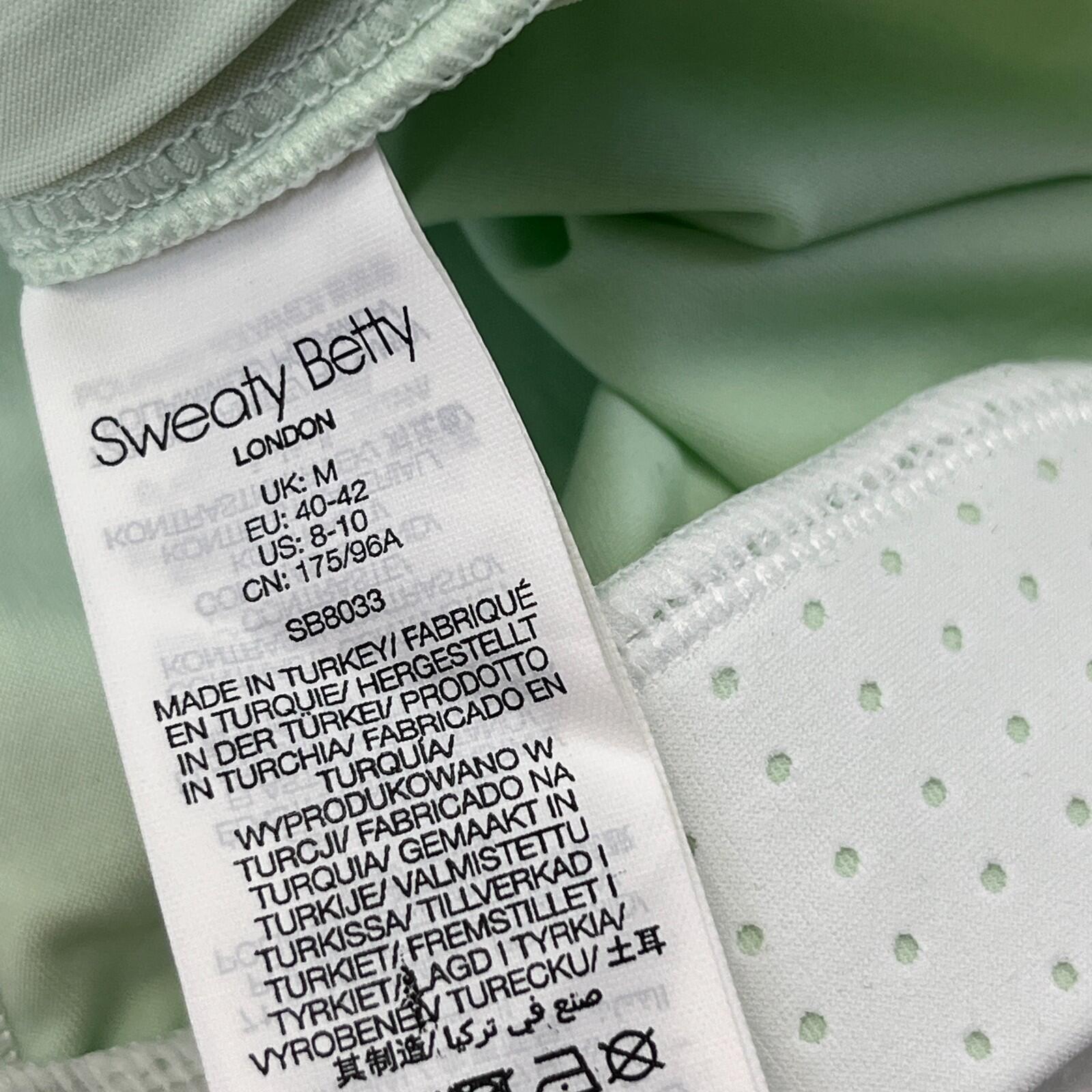 Sweaty Betty Gravity Run Half Zip Jacket Womens size M White Mint Green Pullover