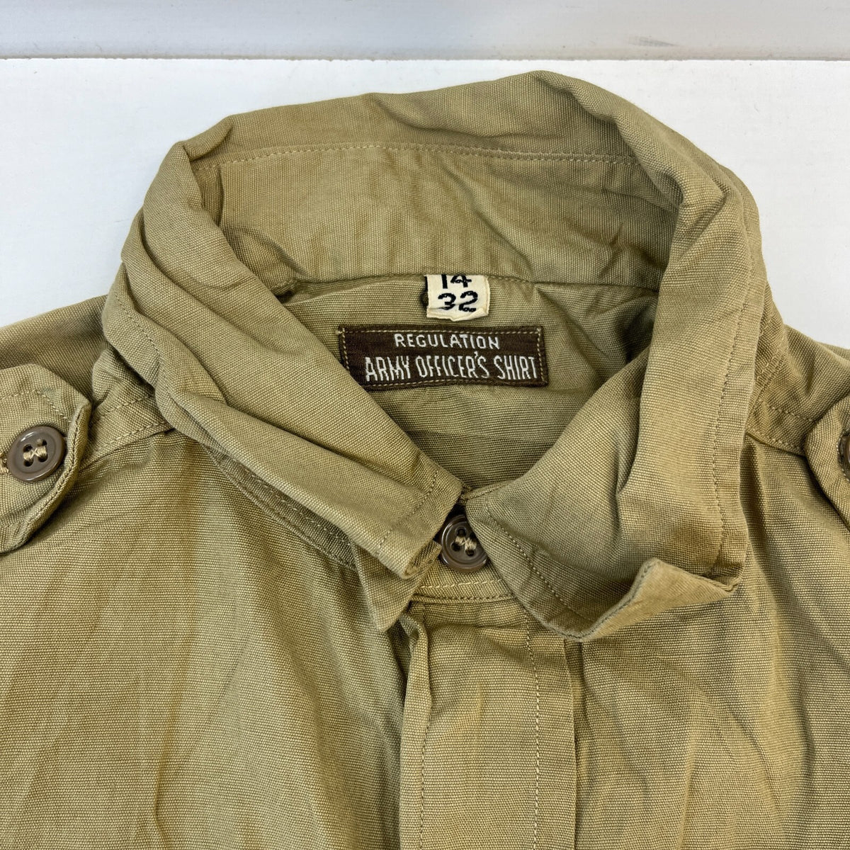Vintage US Army Officer's Twill Workwear Shirt Long Sleeve Military size L