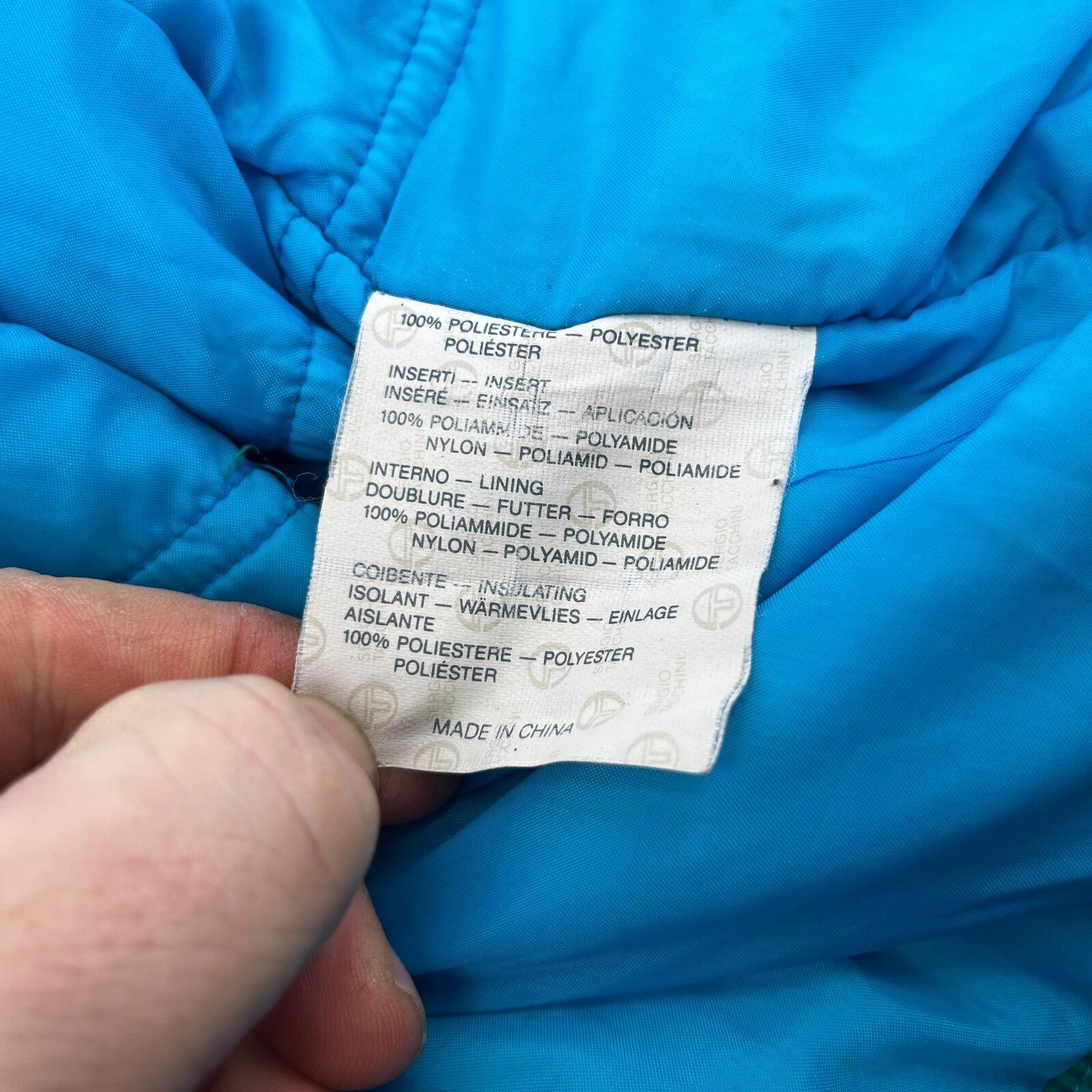 Vintage Sergio Tacchini 80s 90s Mens size M White Label Ski Jacket Blue & Green