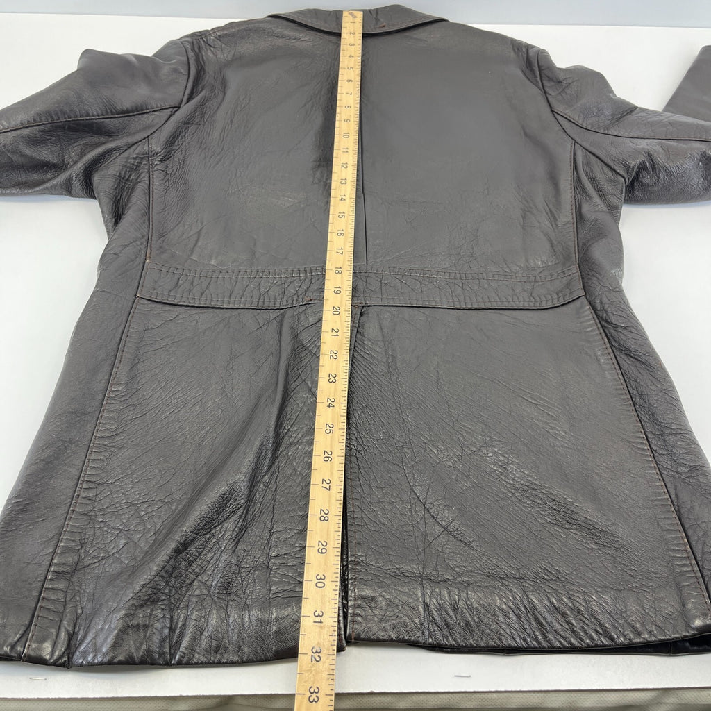 Vintage Made in London Dark Brown Leather Jacket Mid Length Retro size Medium
