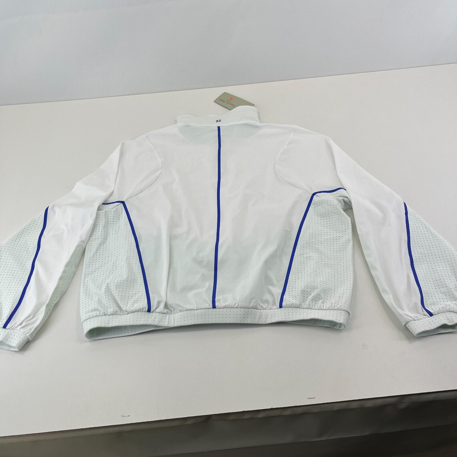 Sweaty Betty Gravity Run Half Zip Jacket Womens size M White Mint Green Pullover