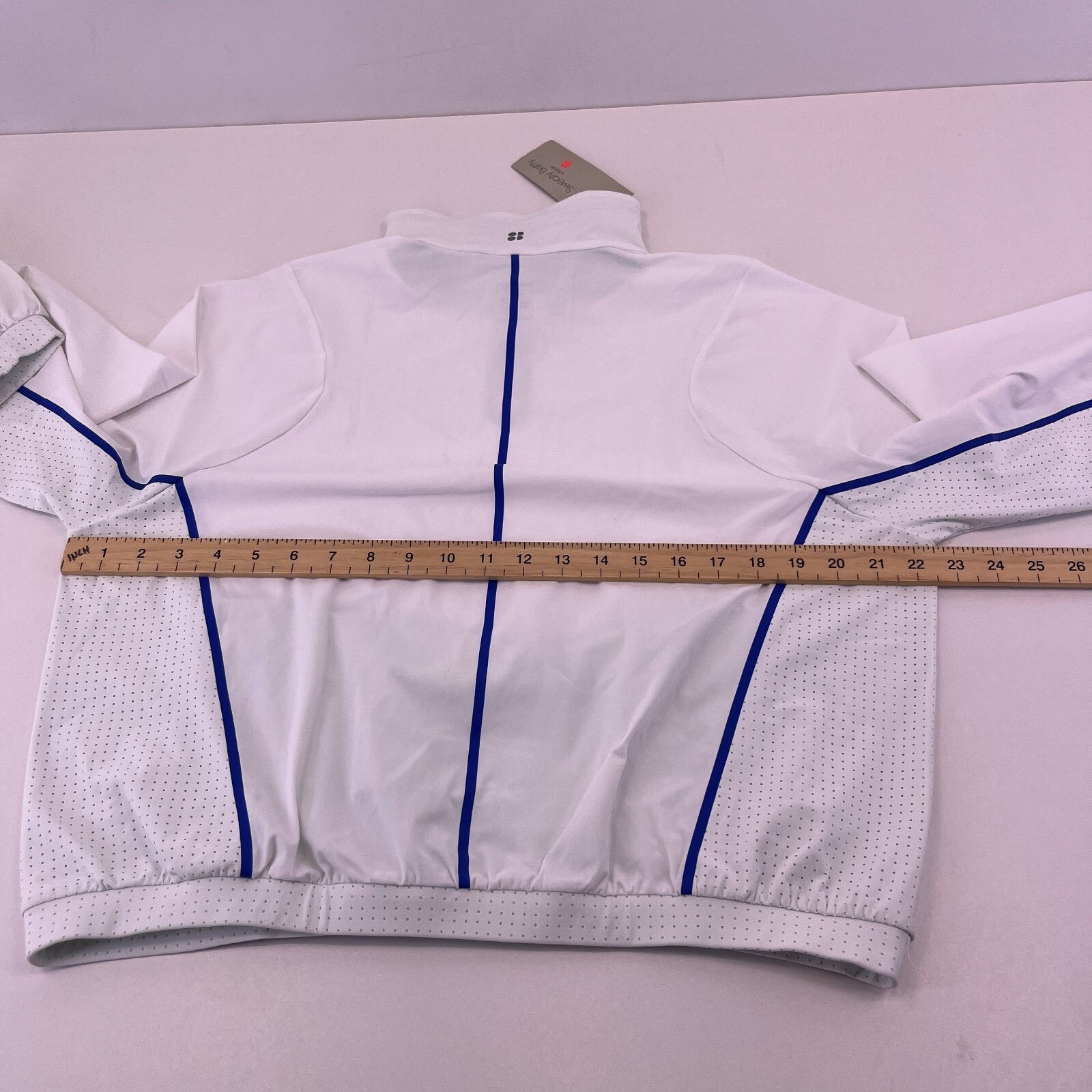 Sweaty Betty Gravity Run Half Zip Jacket Womens size M White Mint Green Pullover