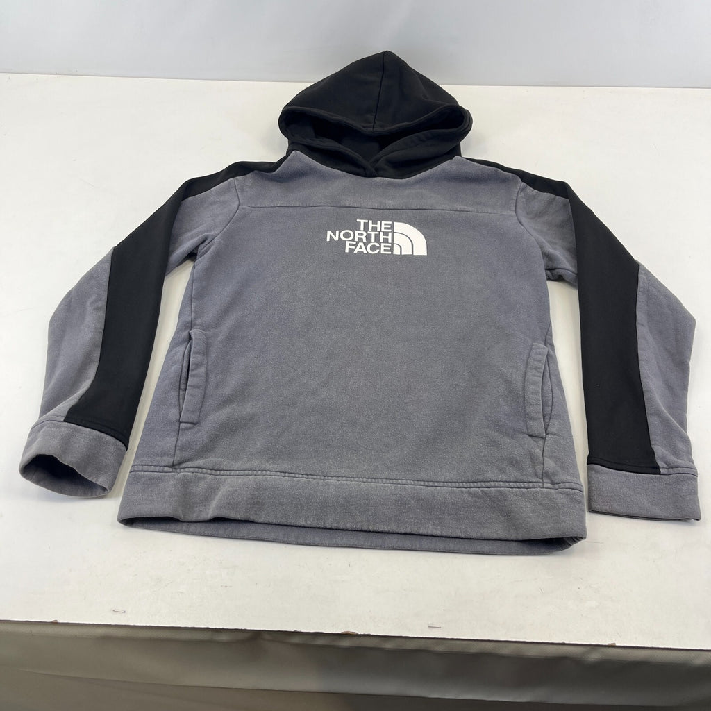 The North Face Boys Graphic Hoodie Jumper 14-15 Years XL Grey & Black
