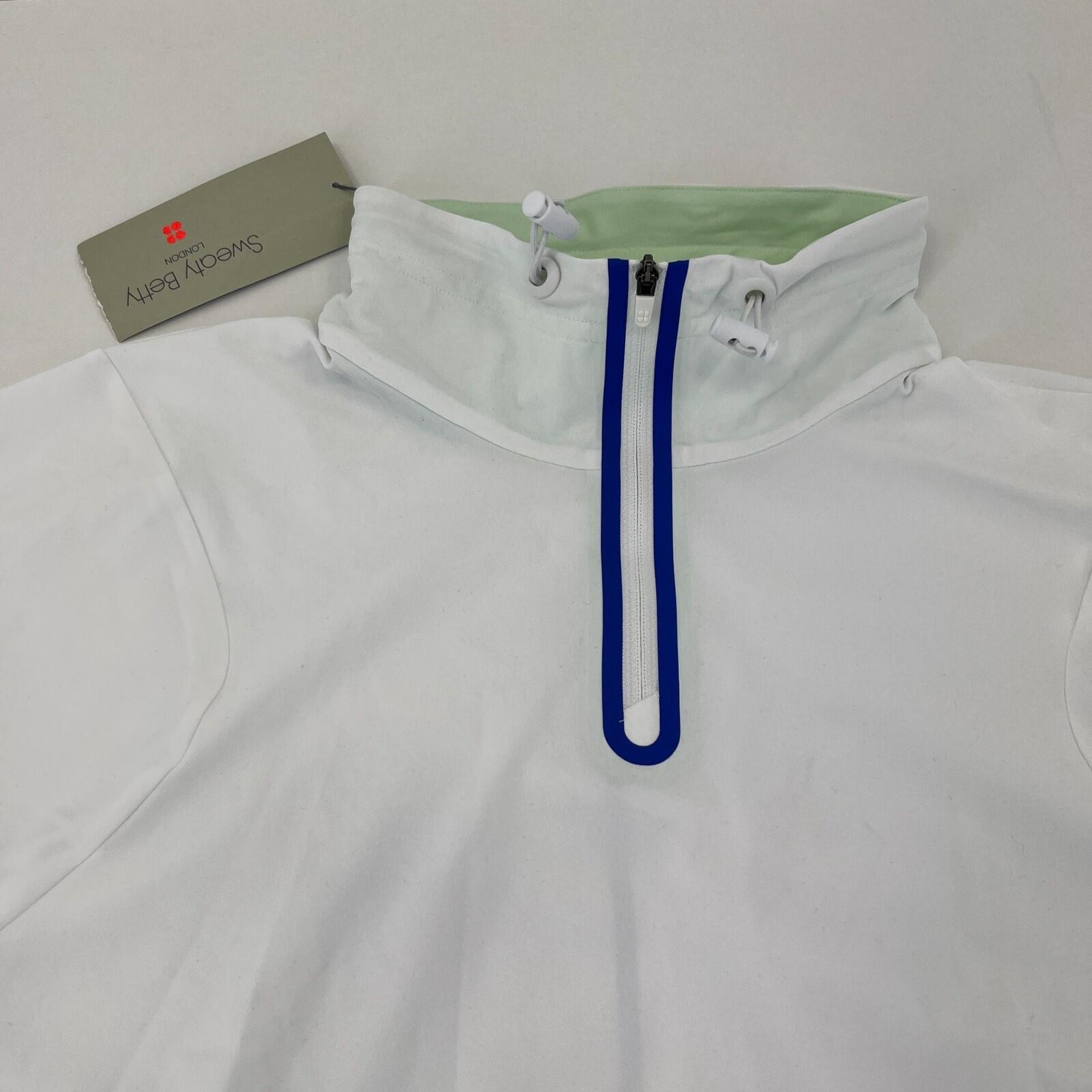Sweaty Betty Gravity Run Half Zip Jacket Womens size M White Mint Green Pullover