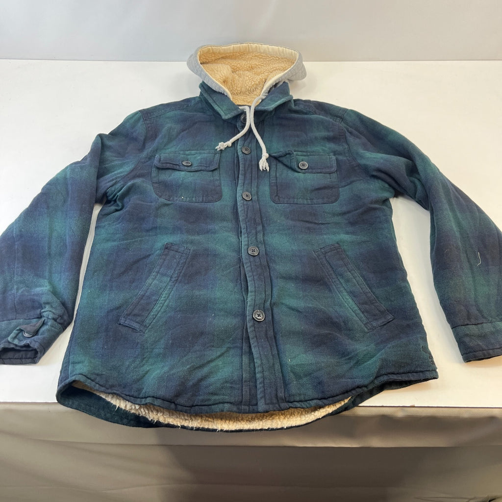 American Eagle Men's Fleece Insulated Hooded Shacket Jacket Lumberjack Shirt M
