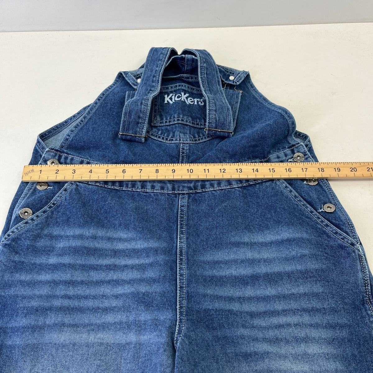 Kickers Classics Baggy Denim Dungarees Overalls Mid Blue Wash size 30 L31" BNWT