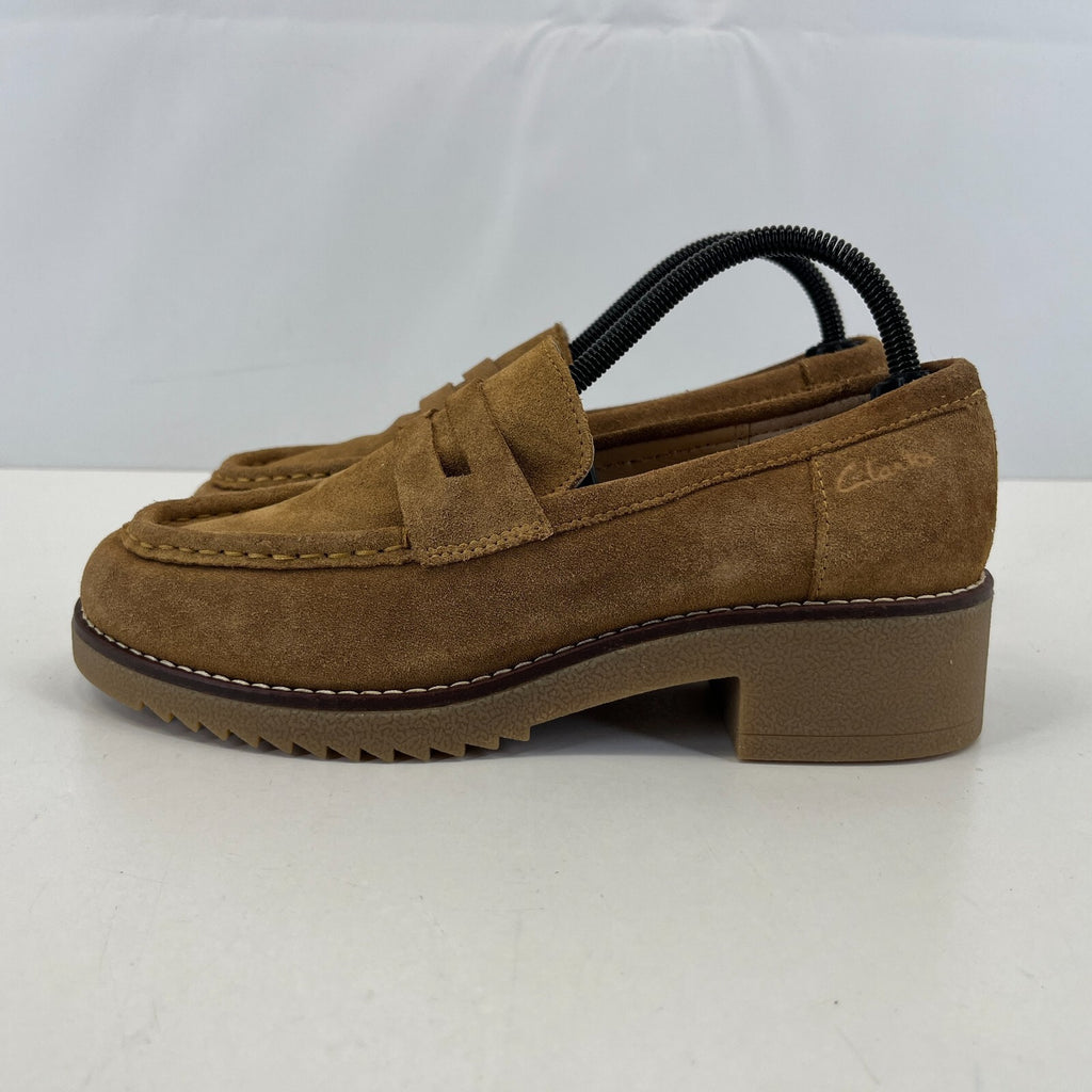 Clarks Eden Women's Suede Moccasin Shoes Tan Brown Slip On UK 6.5 EU 40 - NWOB