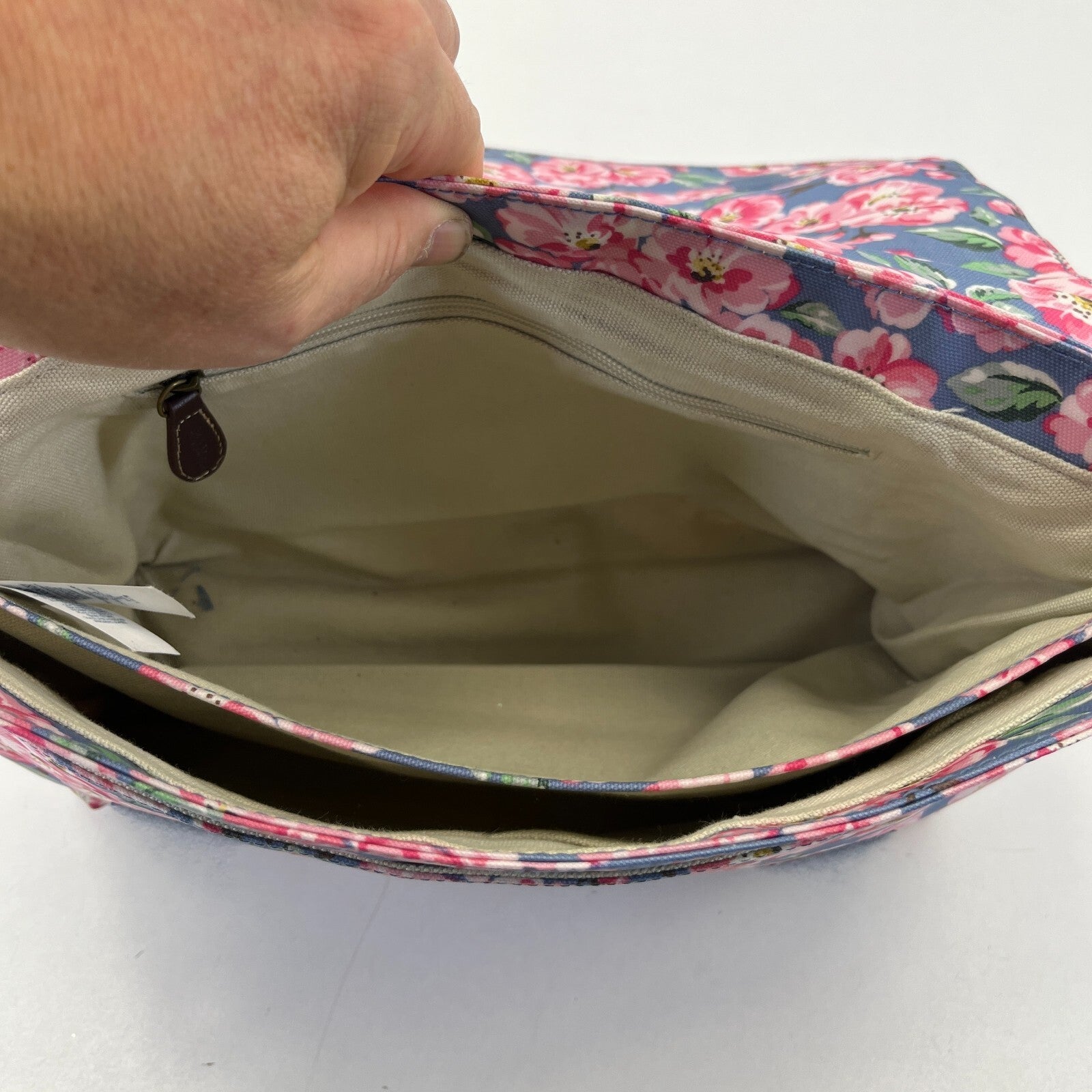 Cath Kidston Medium Crossbody Bag Shoulder Blue Pink Floral Foldover