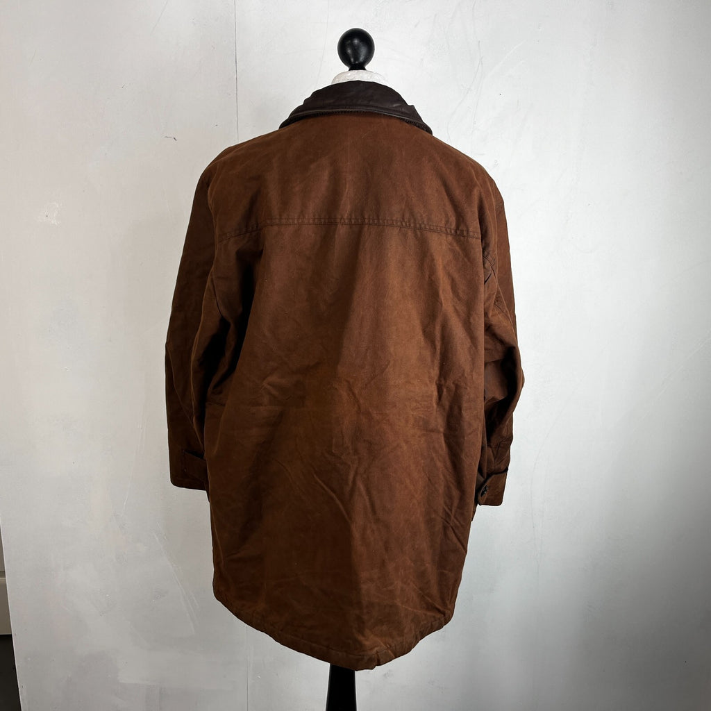 Paul R Smith Halifax Men's Wax Jacket Brown Leather Collar Cotton size XL (42S)