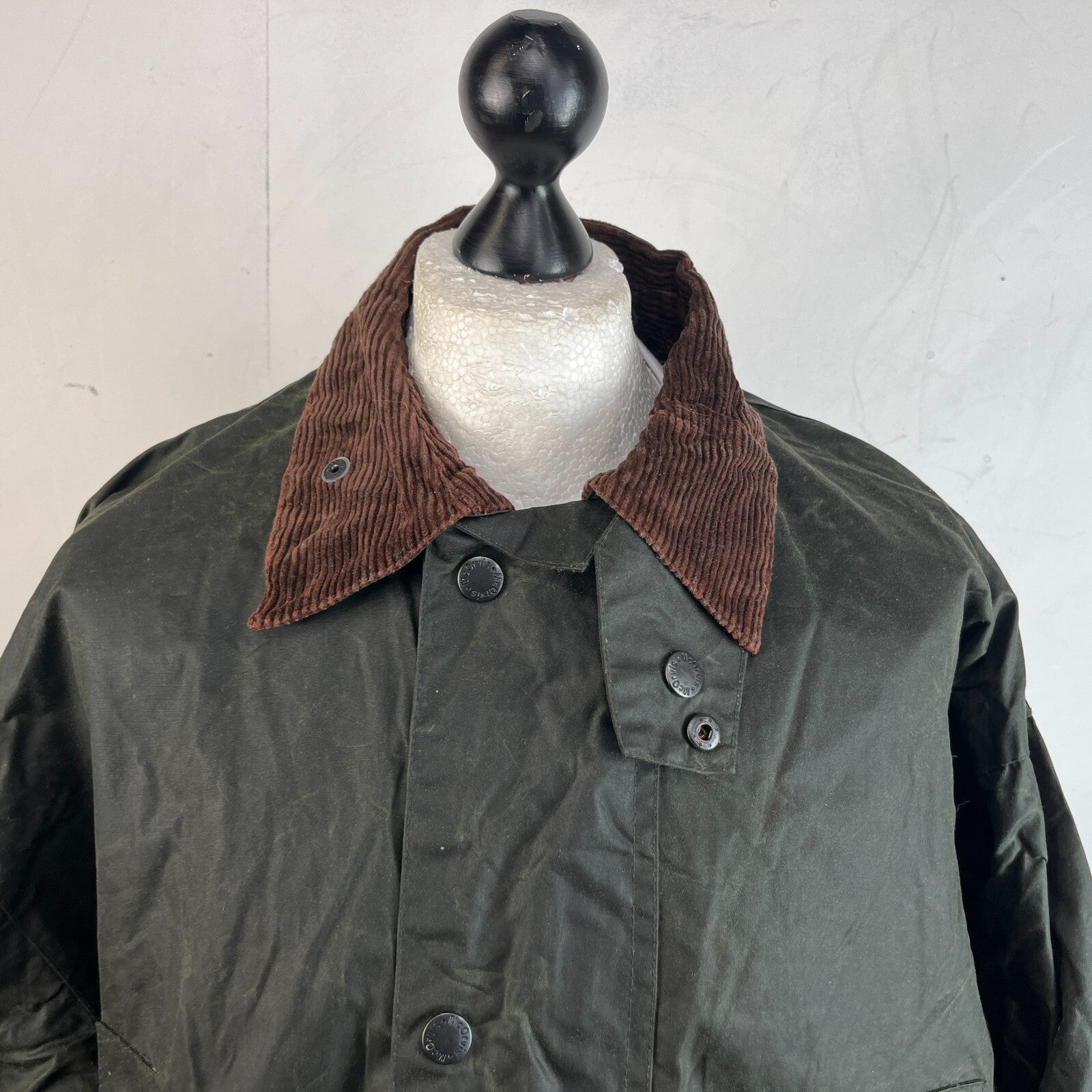 Mc Orvis Wax Jacket Mens size XL Green Waxed Coat Made in the UK