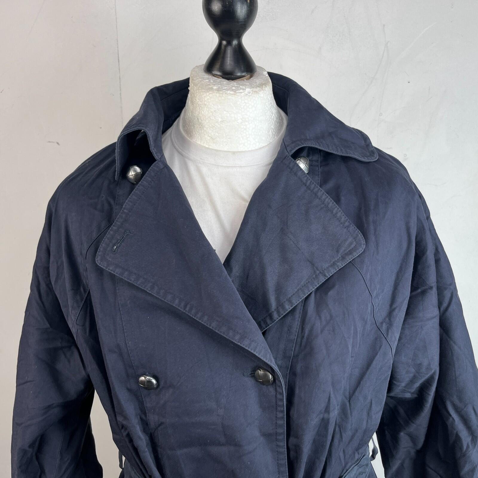 Vintage C&A Women's Lined Trench Coat with Belt Navy Blue size 46