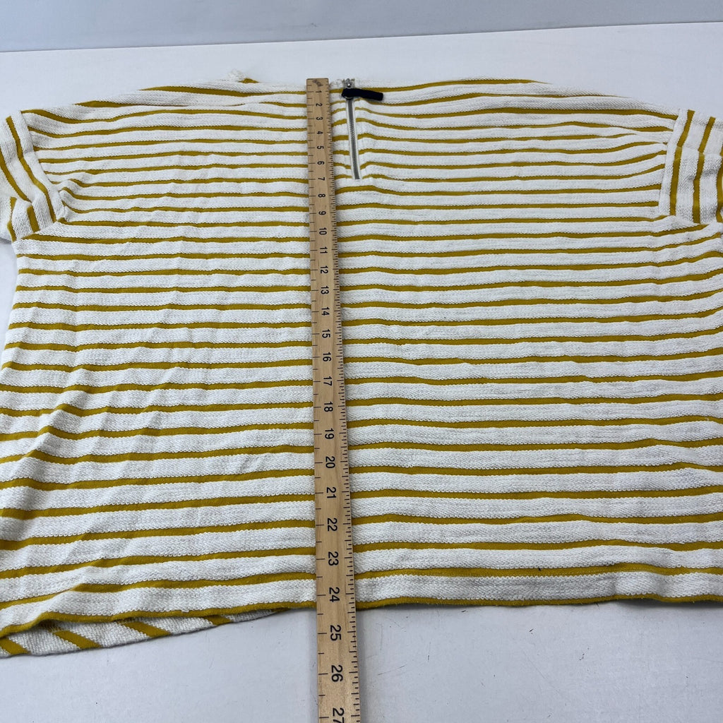 Joules Women's Rexerse Weave Casual Cosy Pullover White & Yellow size 20