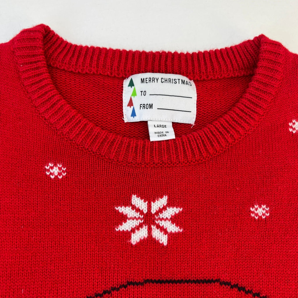 Women's Polar Bear with Bobble Christmas Jumper in Red Knit Sweater size Large