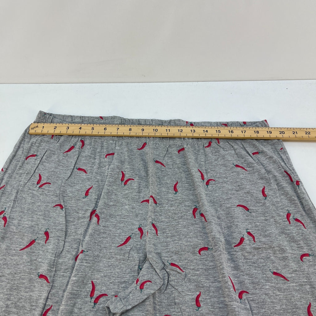 M&S Ladies Pyjama Set UK XL 20-22 Grey with Chillies Long Leg Short Sleeve New