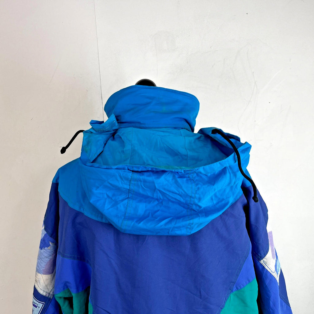 Vintage Sergio Tacchini 80s 90s Mens size M White Label Ski Jacket Blue & Green