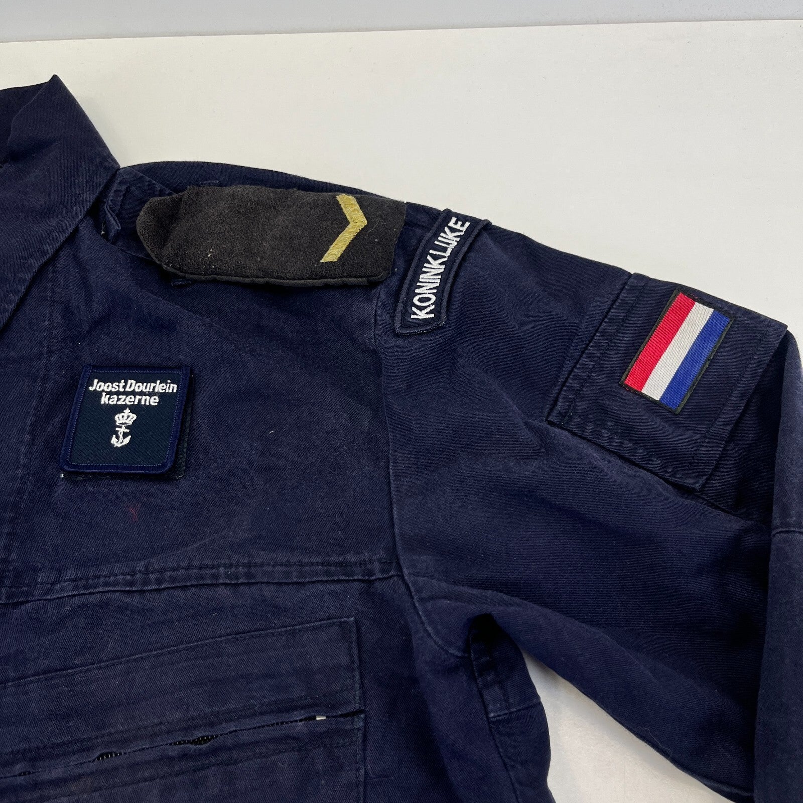 Vintage Dutch Navy Chore Jacket Blue Field Coat 80s size Large