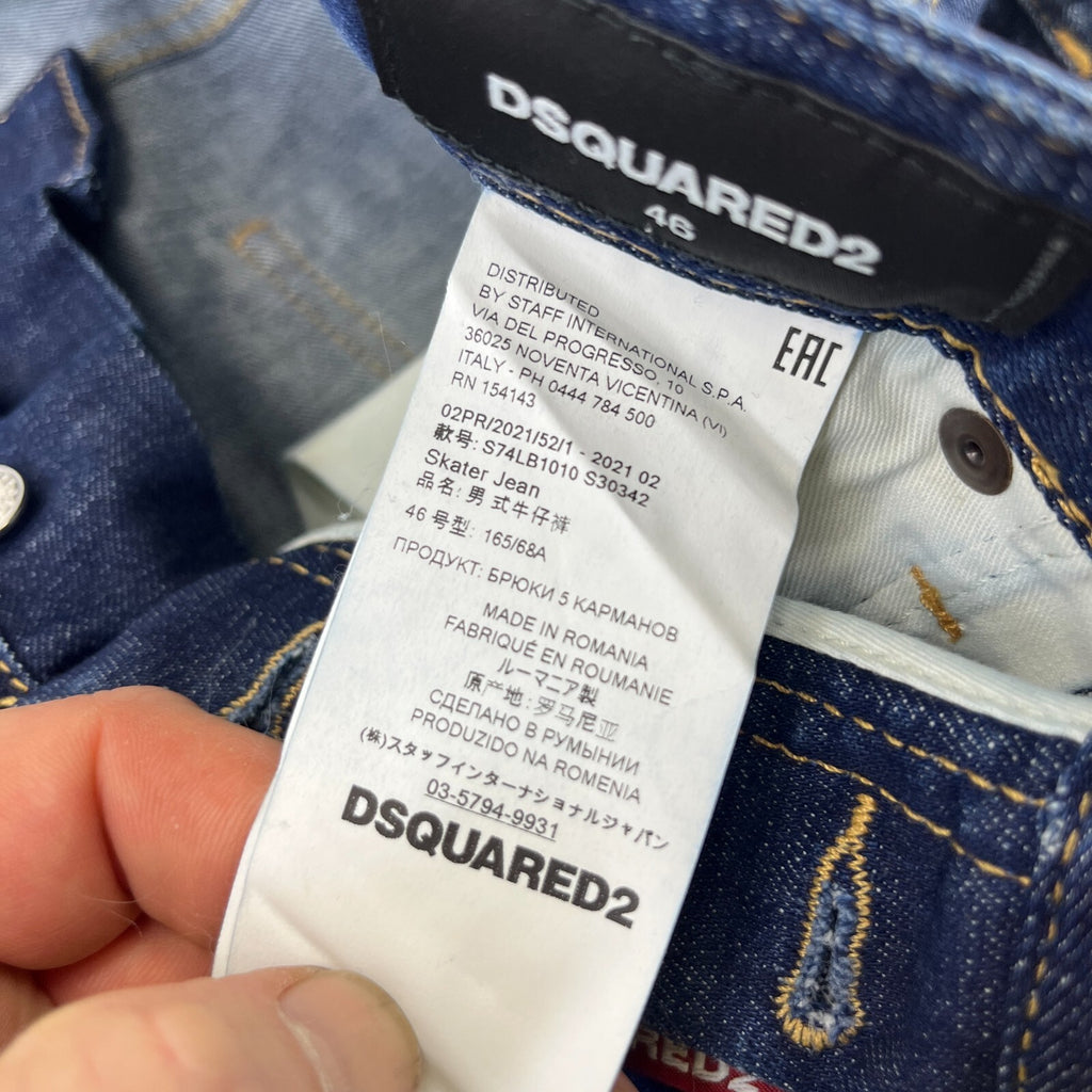 DSquared2 S74LB1010 Original Straight Fit Jeans size 46 W32" L29" Blue Distress