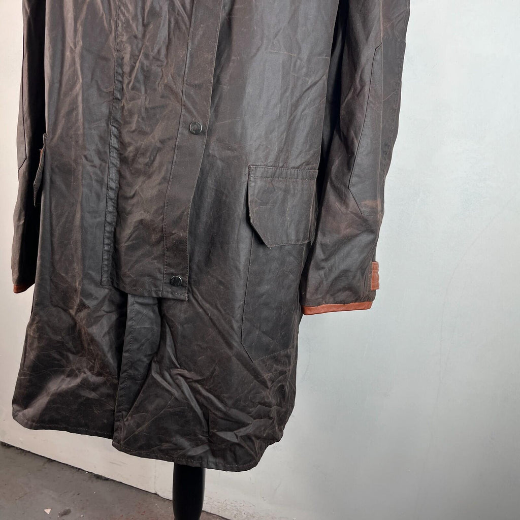 Toggi Wax Jacket Overcoat size L Brown Equine Horses Hunting Country Walking