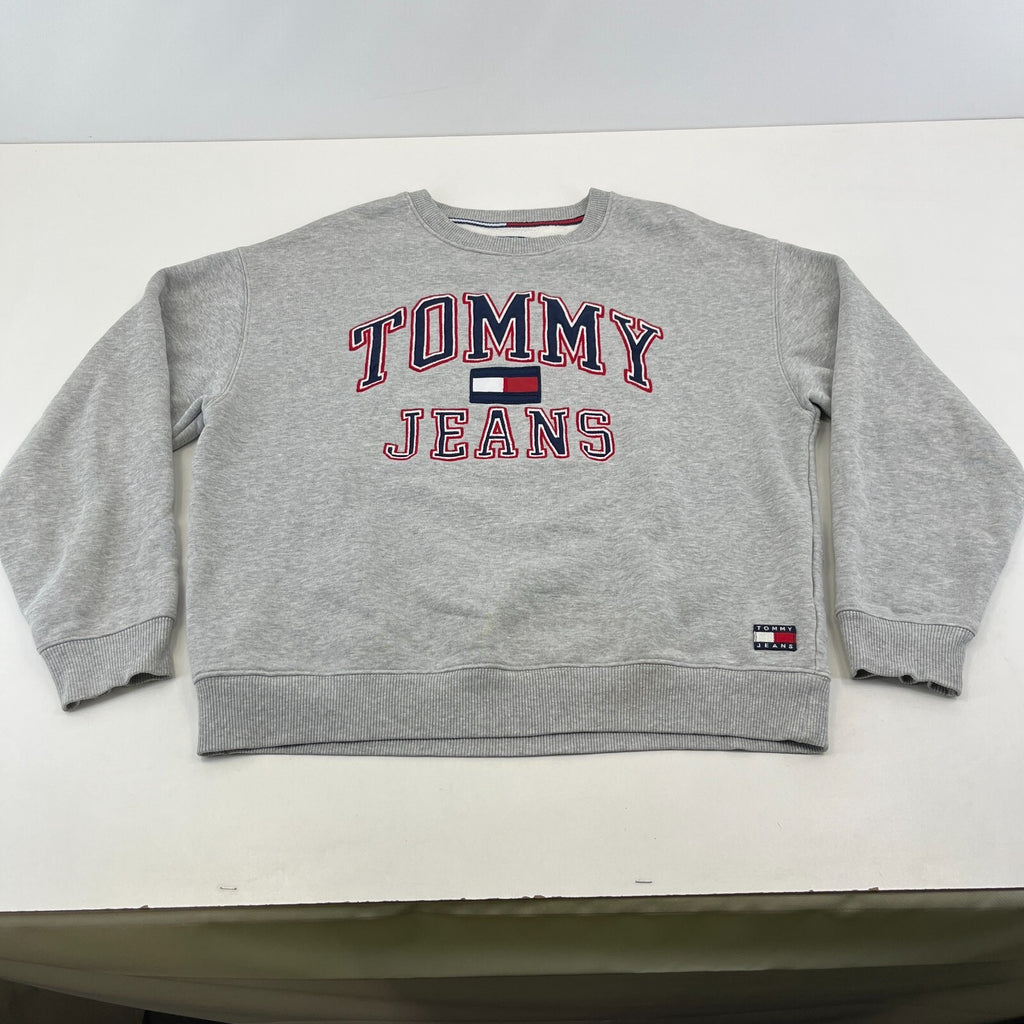 Tommy Jeans Men's Reverse Weave Sweatshirt in Grey Crew Neck size Medium