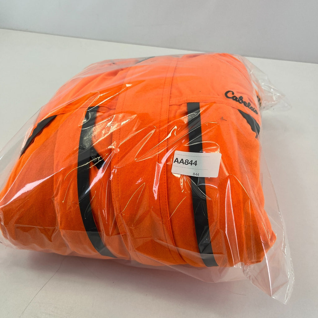 Cabelas Fluorescent Orange Softshell Chore Coat Warm Jacket with Hood size Large