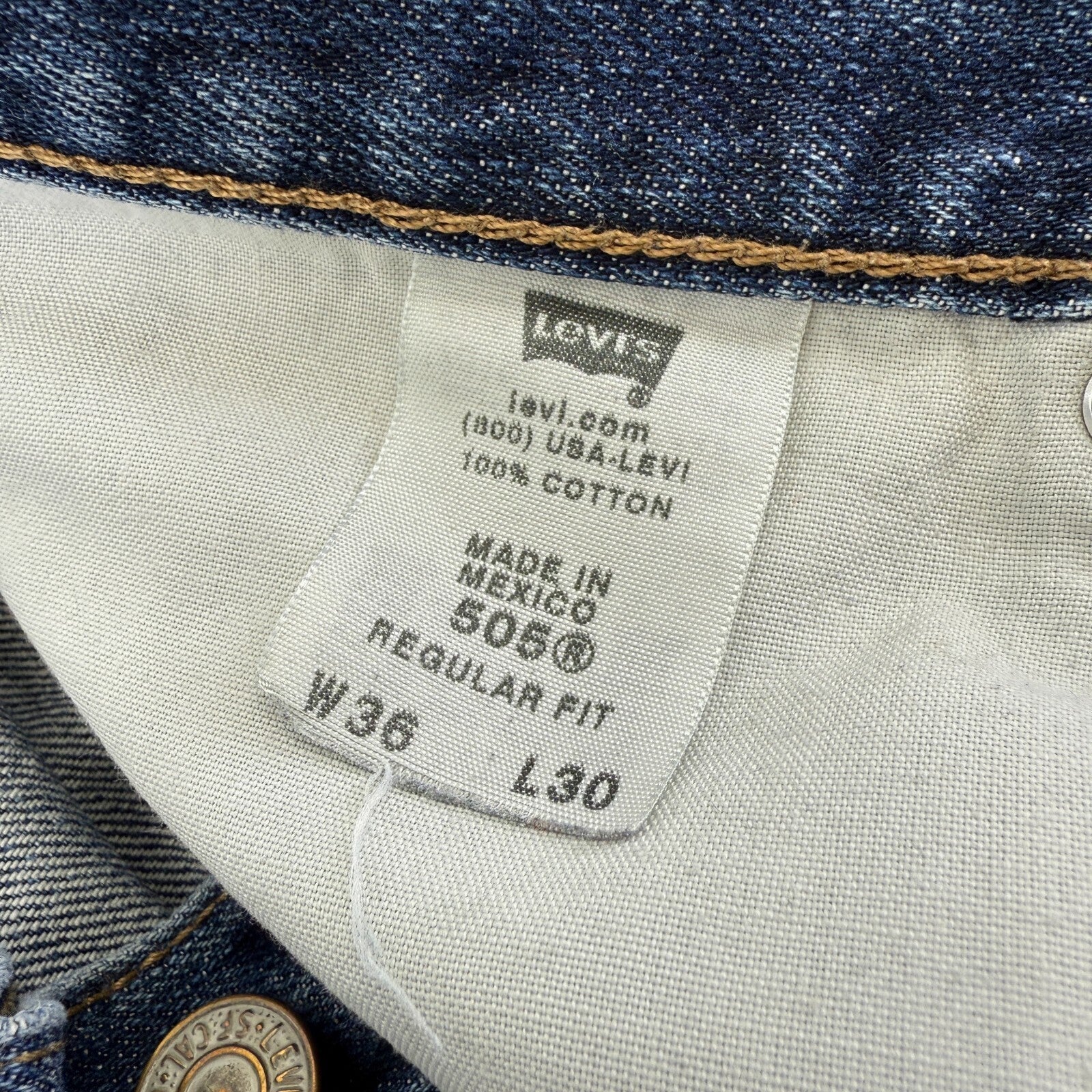 Vintage Levi's 505 Straight Jeans Men's W36" L30" Blue Denim Levi Strauss