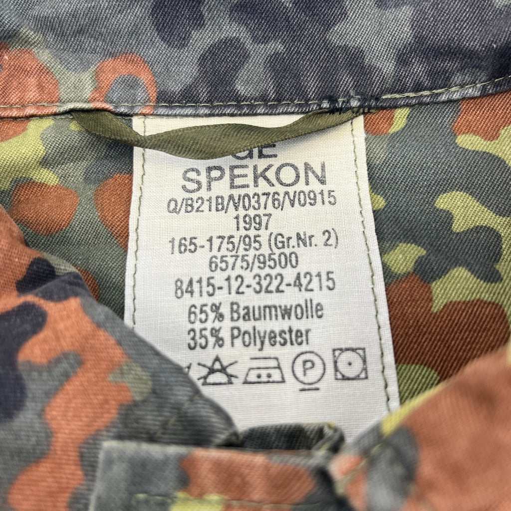 Vtg German Army Flecktarn Camouflage Summer Jacket Combat Green Gr.2 (Medium)