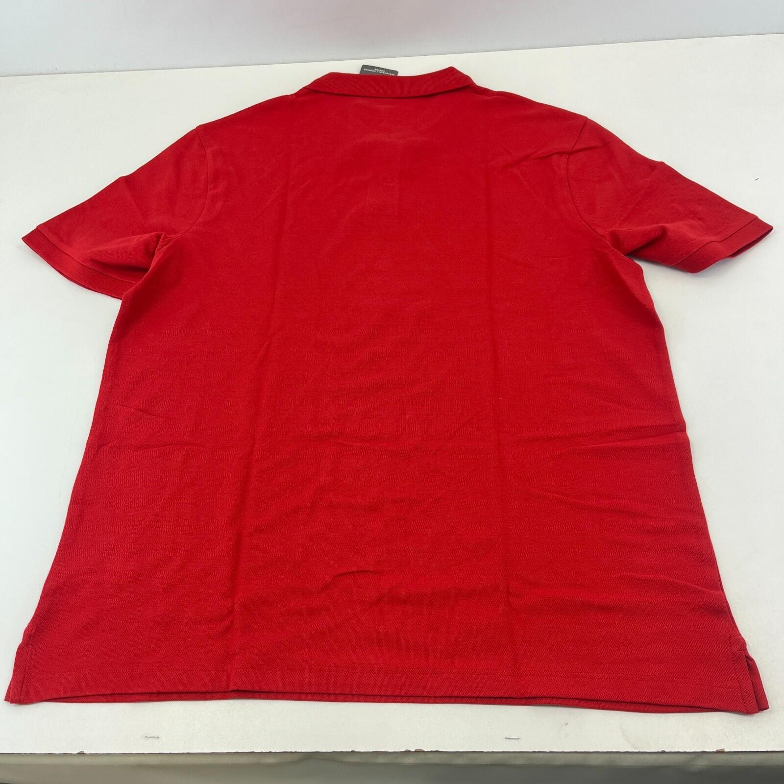 M&S Mens Red Short Sleeve 100% Cotton Polo Shirt Top size XL Regular Fit