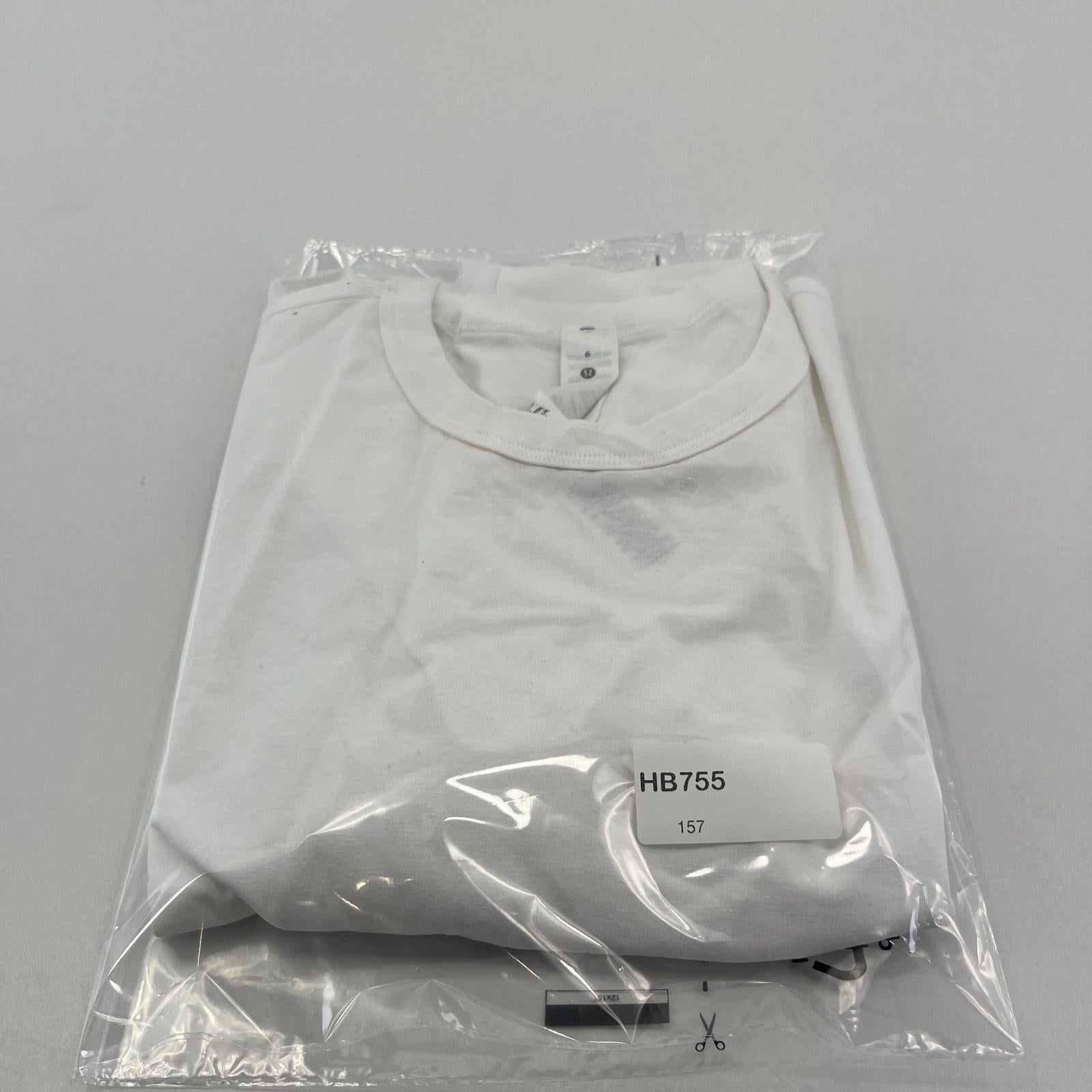 Lululemon Classic Fit Long Sleeve Cotton Blend Top T-Shirt White size UK 10 US 6