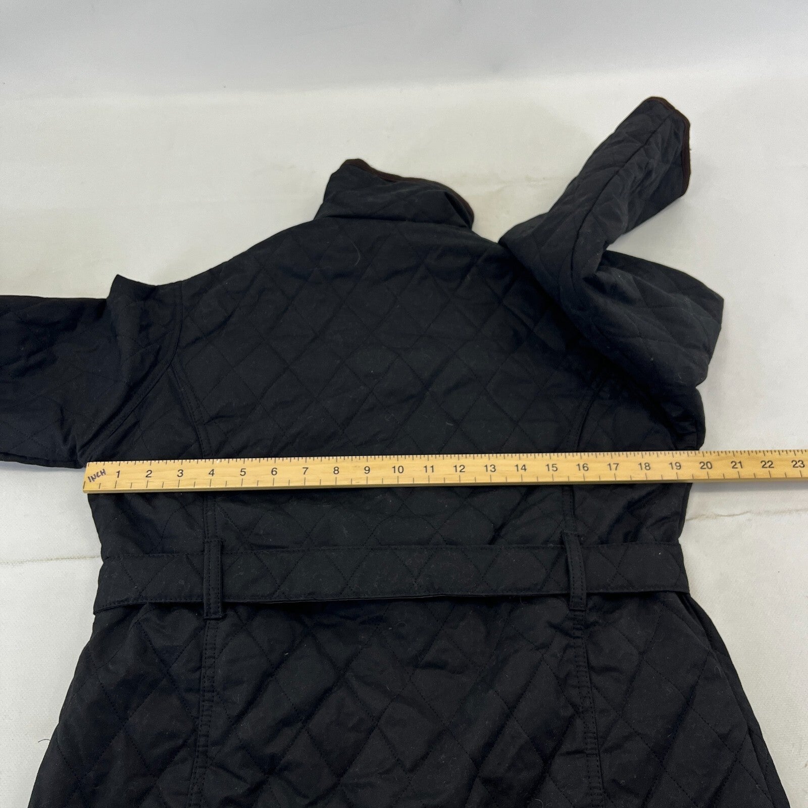 Rydale Quilted Wax Jacket UK Women's size 10 in Black with Belt