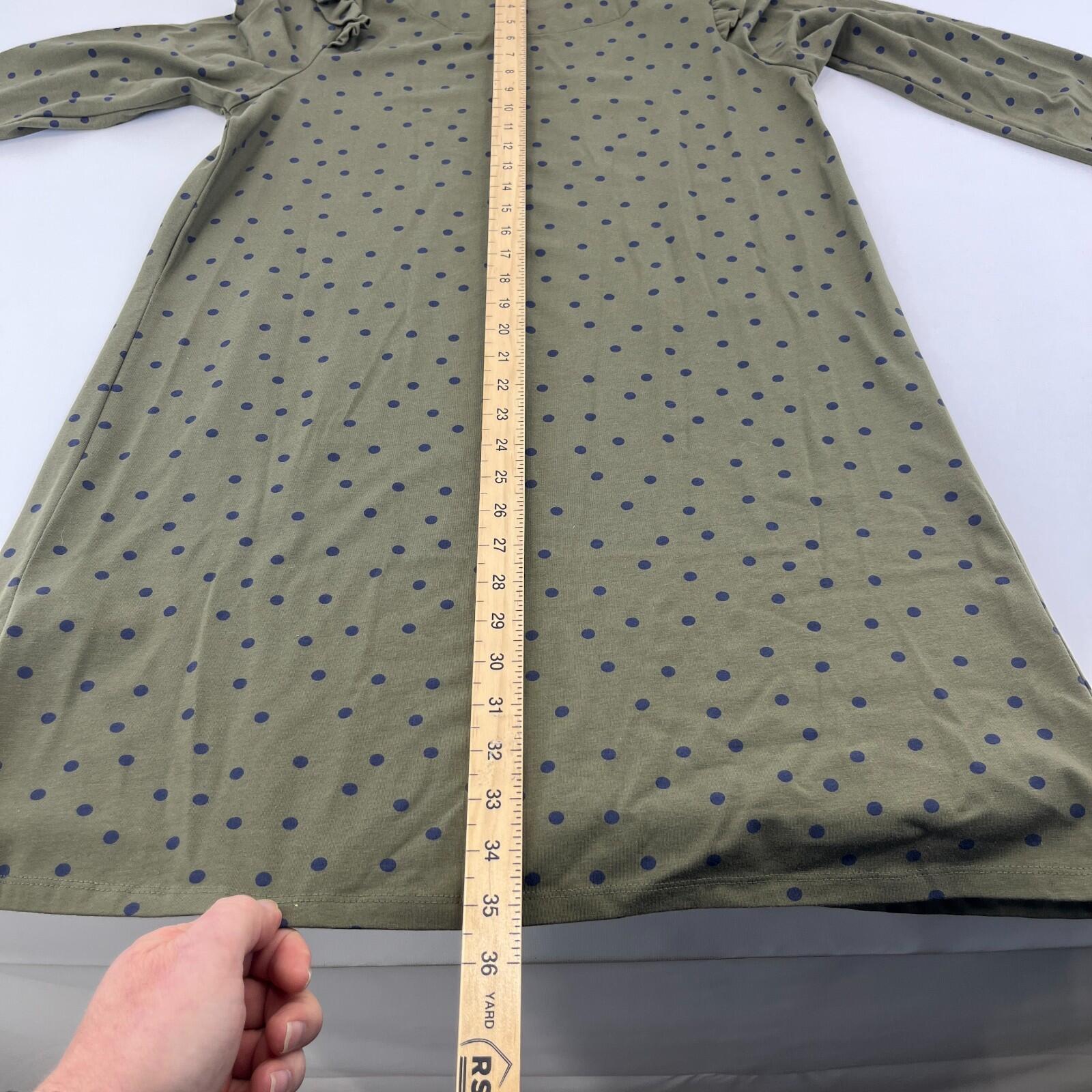Joules Khaki Green 3/4 Sleeve Casual Dress size 14 Polka Dot